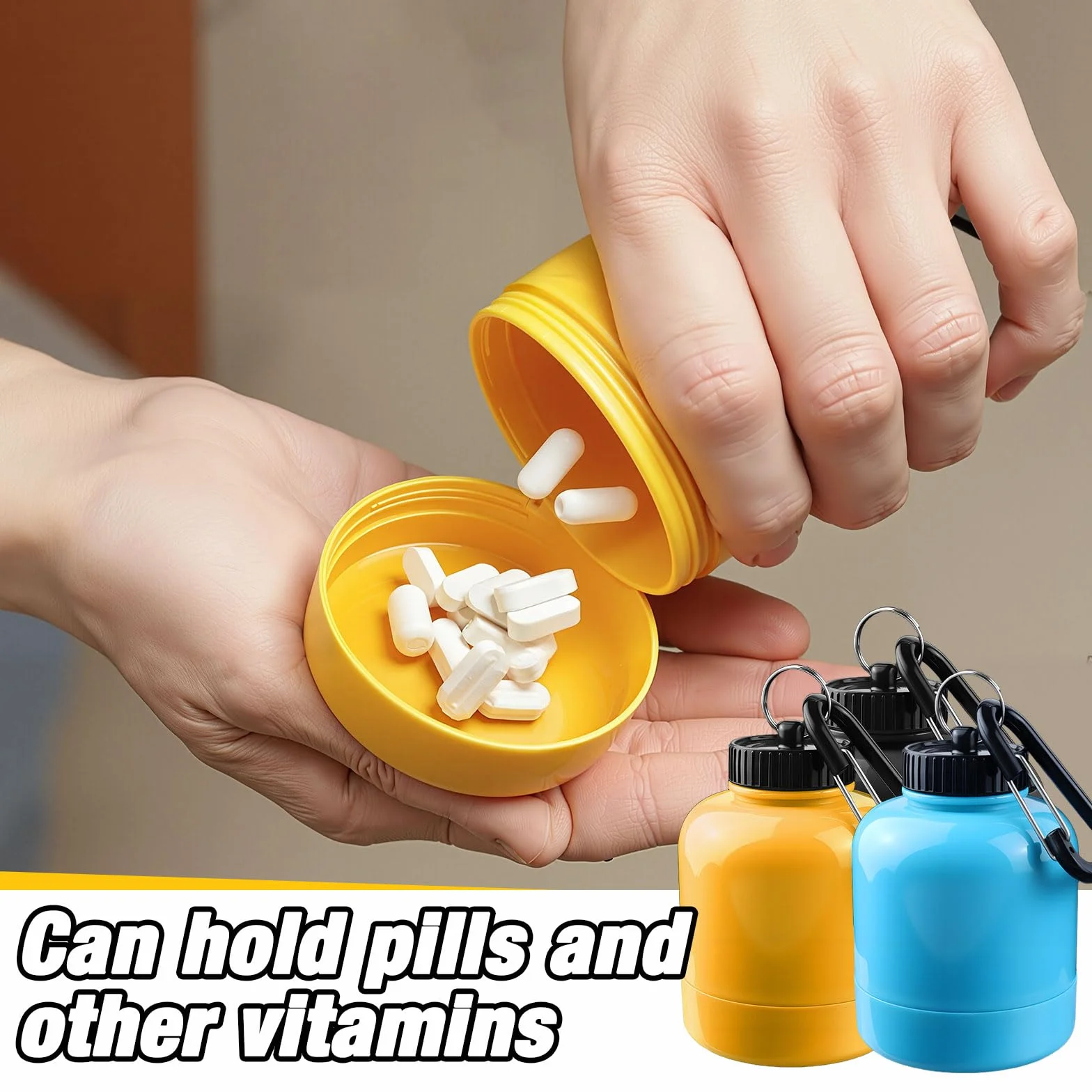 3 Piezas Porta Proteine, 200ml Porta Proteine in Polvere Ontenitore per Proteine Funnel con Moschettone per il Trasporto di Medicinali,Polvere Proteica,Pillole