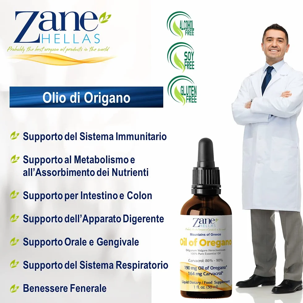 Olio di Origano Puro 86% Carvacrolo 30ml Zane Hellas
