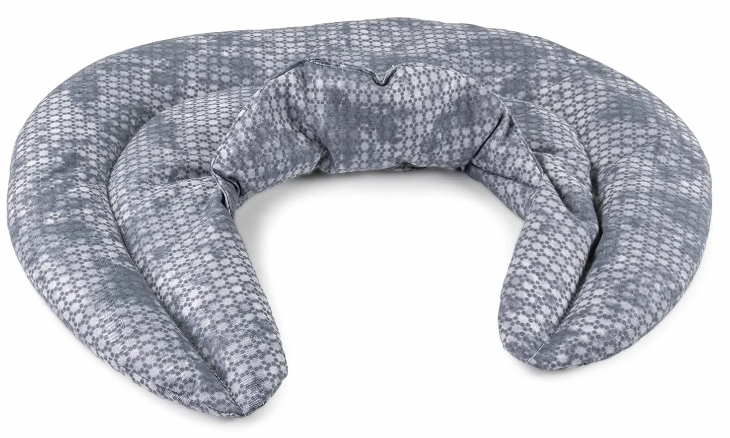 Cuscino del collo con colletto alto, used look grigio blu. Cuscino con semi di farro, terapia calda e fredda per la nuca e la spalla
