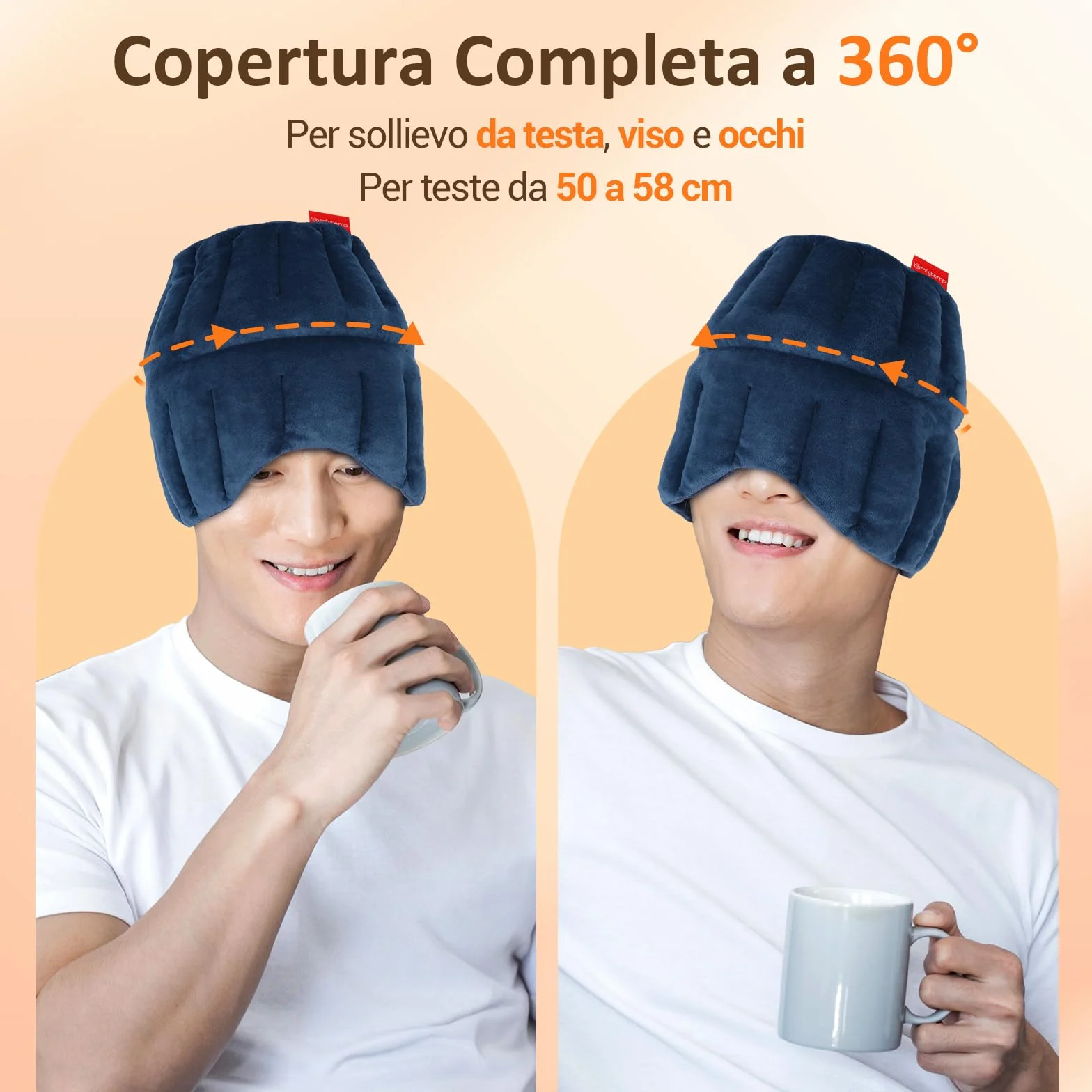 Comfytemp Cappello Riutilizzabile per Emicrania e Fascia Mal di Testa, Alleviare la Pressione Sinusale, Mal di Testa Tensivi e Affaticamento Degli Cchi, Maschera Termica per Gli Occhi