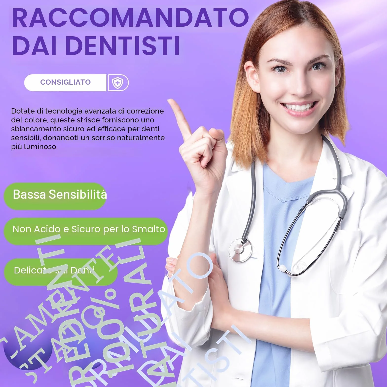 Strisce sbiancanti dei denti viola Strisce sbiancanti 14 trattamenti per smalto sicuro, Teeth Whitening Strips Dall'interno, At-Home Kit sbiancante - Sensitivity Free