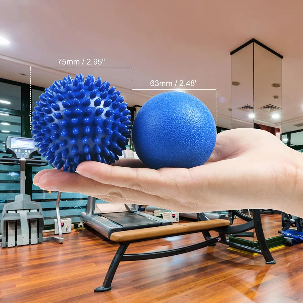 URAQT Set di 2 palline per massaggio a punte, per terapia fisica, palla di lacrosse dura e palla da massaggio con punte per rilassamento miofasciale e massaggio profondo dei trigger point