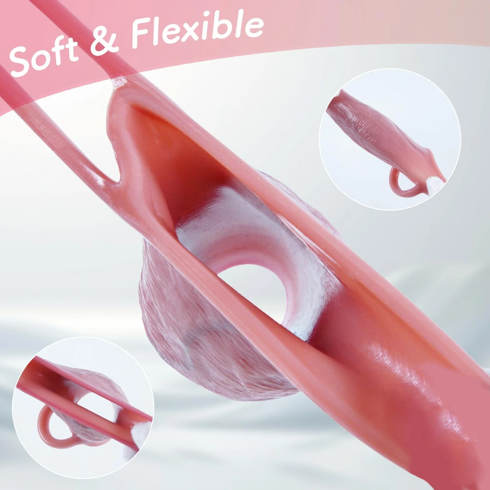 Guaina per pene ispessita realistica in silicone 5,5 cm diametro con glande aperto anello elastico ritarda eiaculazione migliora erezione giocattolo adulti