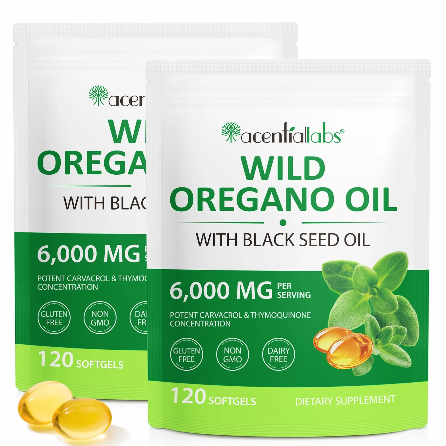 Olio di Origano Capsule 240 Capsule molli 6000 mg con Olio di Semi Neri 200 mg Carvacrolo 165 mg Spremuto a Freddo Non OGM