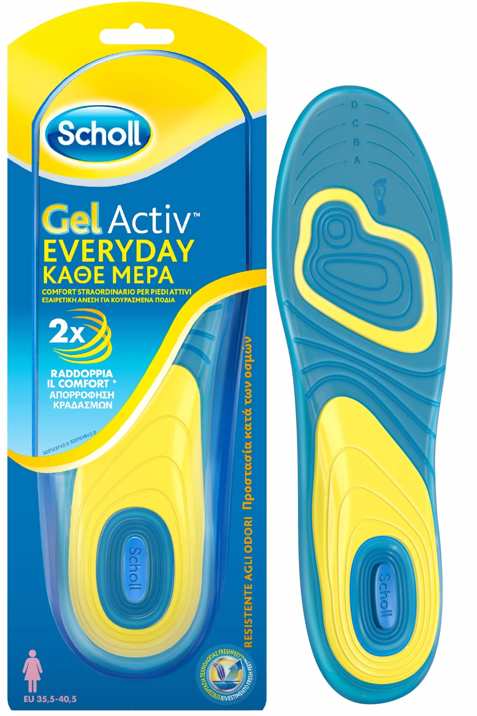 Scholl Solette Gel Activ Everyday Antiodore Donna Ammortizzazione Assorbimento Urti 35-40.5 1 Paio