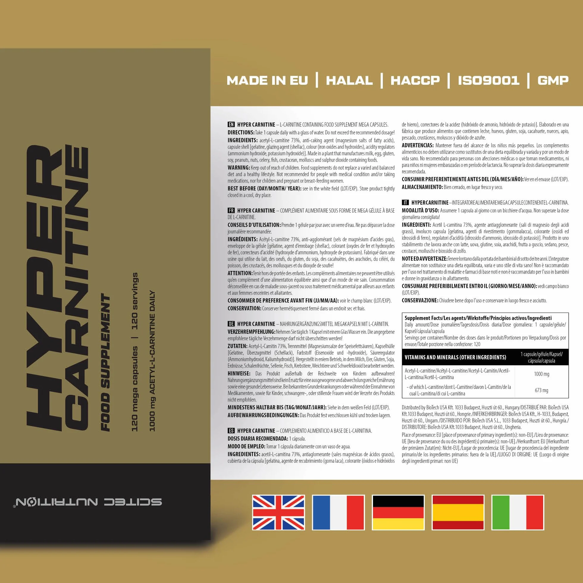 Scitec Nutrition Hyper Carnitine - 1000 mg di Acetil L-Carnitina per un'integrazione attiva di L-Carnitina, 120 Capsule