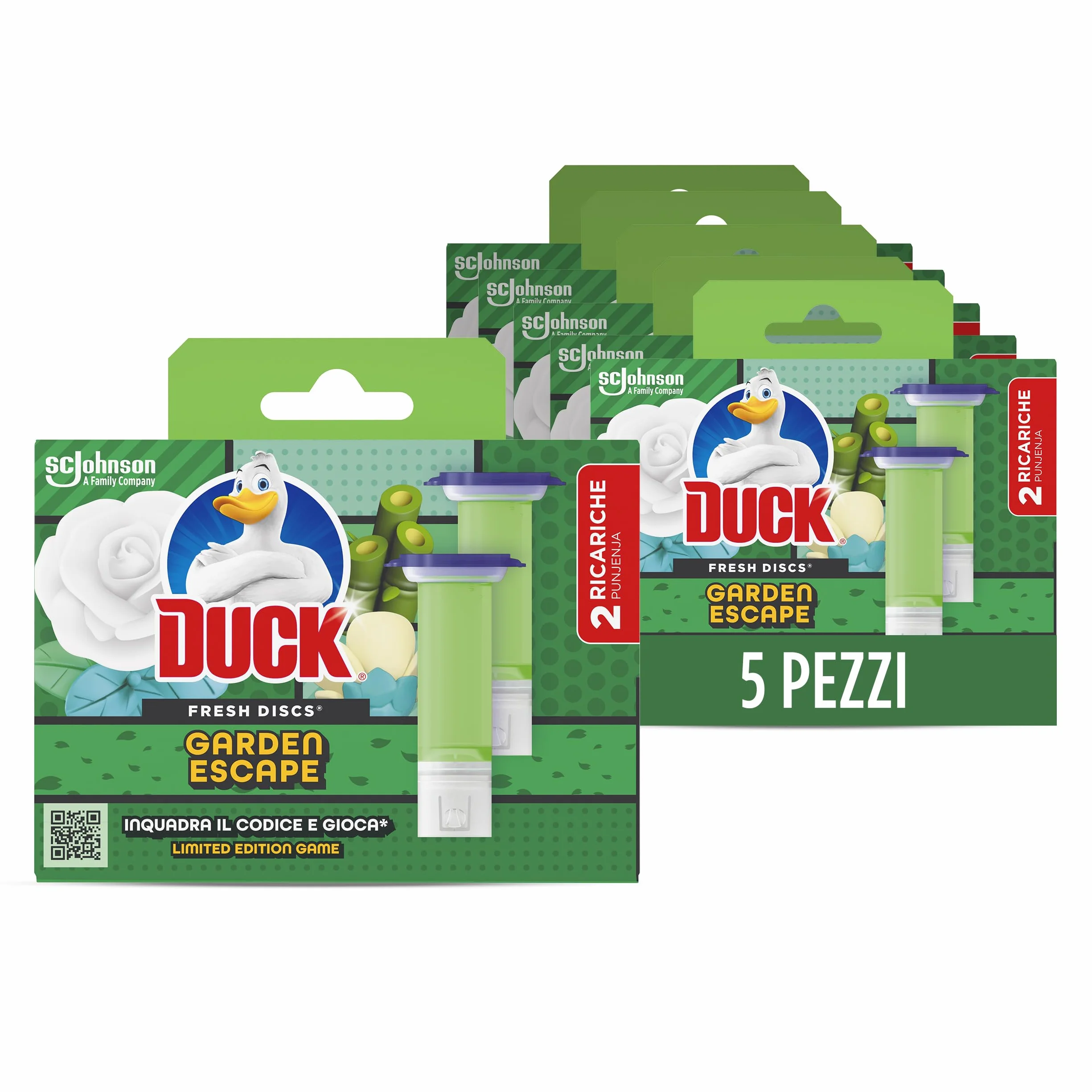 Duck Fresh Discs - 2 Ricariche da 6 Dischi Gel Igienizzanti WC, Fragranza Rosa & Fiori di Loto, Confezione da 2 Applicatori e 12 dischetti