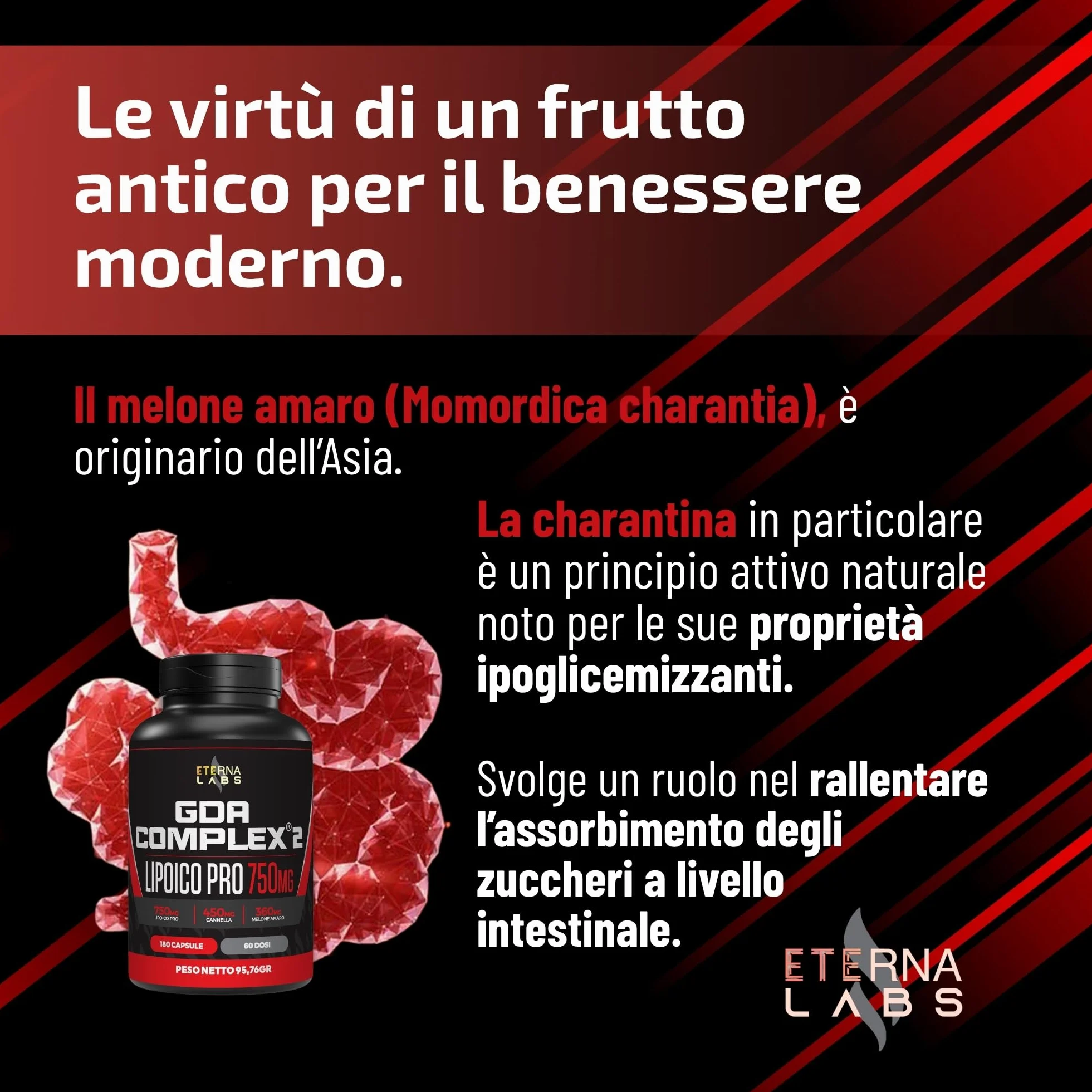 Acido Alfa Lipoico GDA Complex 180 Capsule 750mg/dose con Cannella e Melone Amaro - Integratore ALA per Metabolismo Energetico