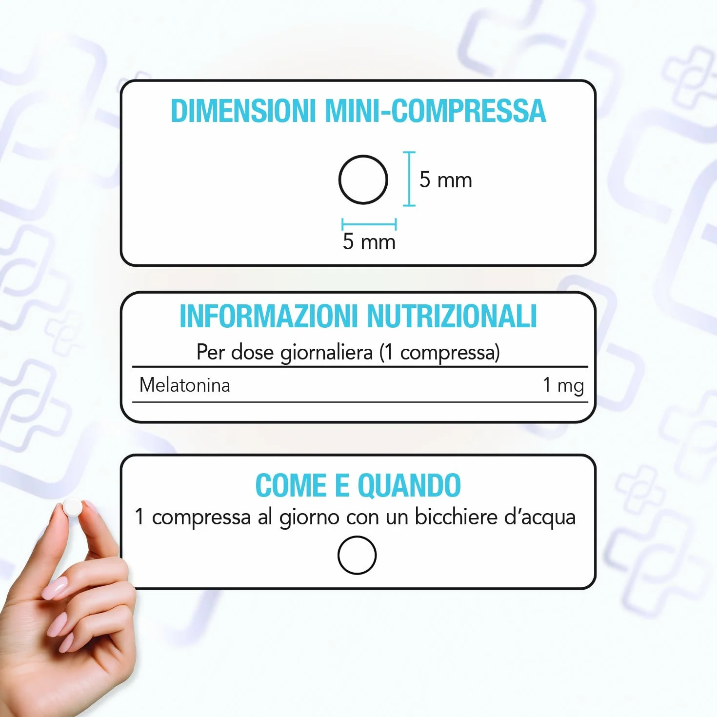 PiùLife Melatonina 1 mg per compressa - Caramelle senza zucchero per dormire, Allevia Jet Lag, Sonnifero Naturale
