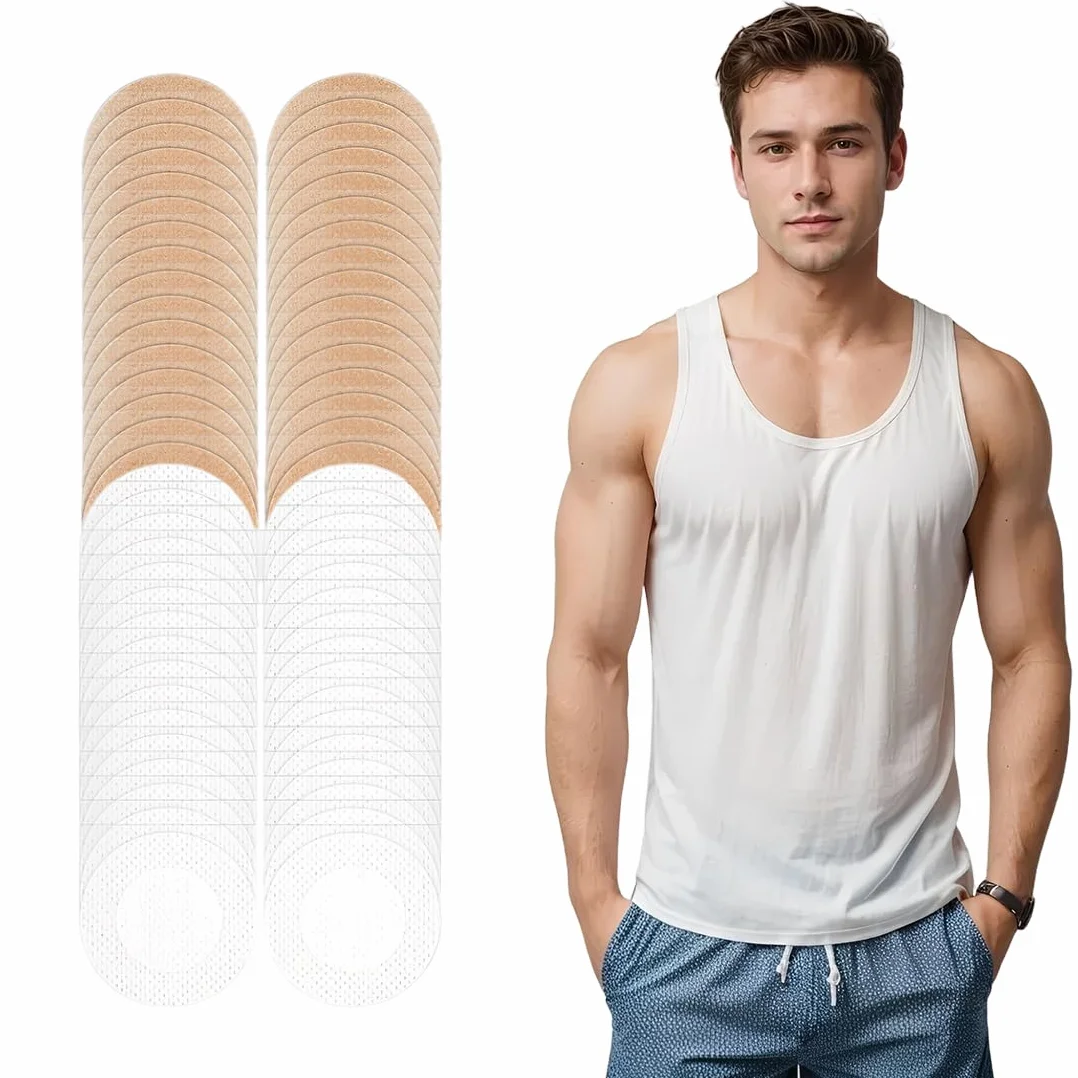 Copertine per capezzoli da Uomo, 100 Pezzi (50Pairs) Copricapezzoli per Uomo, Copri Capezzoli Adesivi, Anti-Sudore, Anti-Chafing, Invisibile e Confortevole per Corsa, Sport, Uso Quotidiano