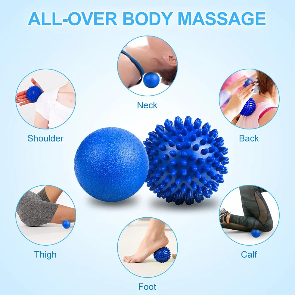 URAQT Set di 2 palline per massaggio a punte, per terapia fisica, palla di lacrosse dura e palla da massaggio con punte per rilassamento miofasciale e massaggio profondo dei trigger point