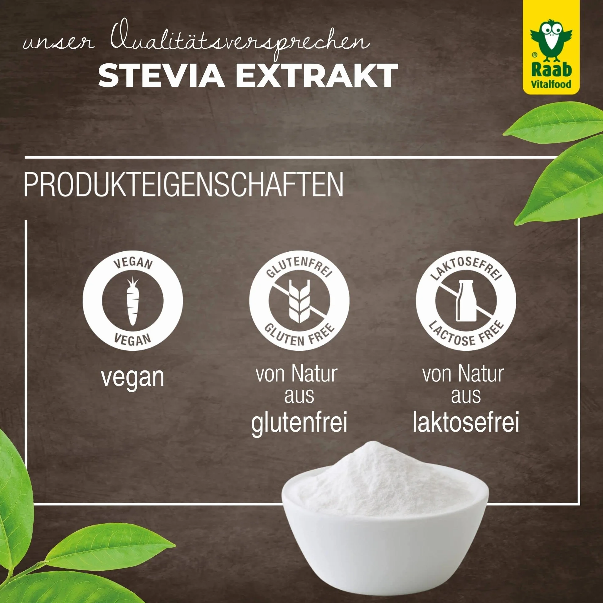 Raab, Dolcificante a base di estratto di stevia in polvere bio, 50g