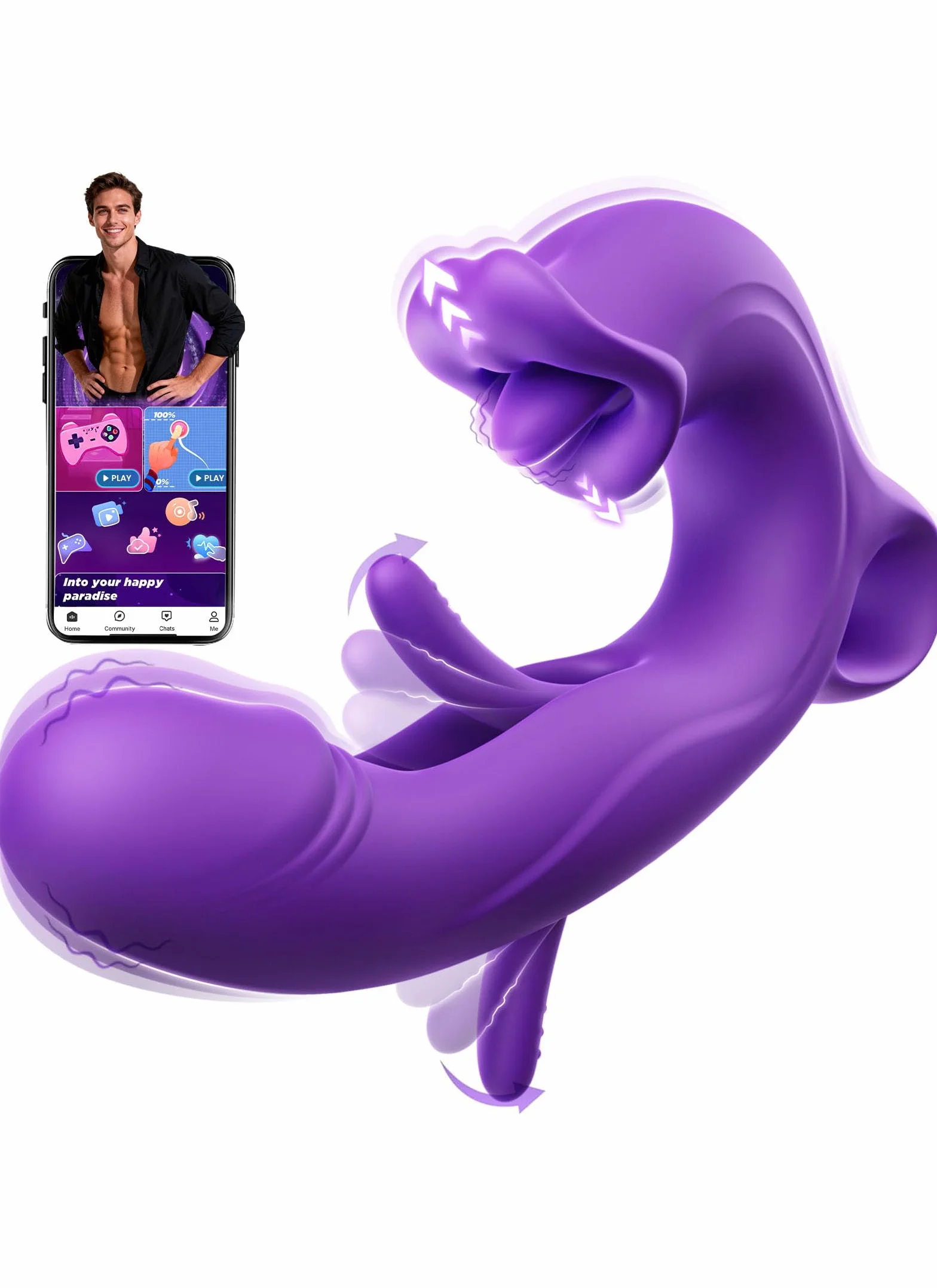 Vibratore Professionale 3 in 1 per Donna con 7 Modalità e Controllo APP