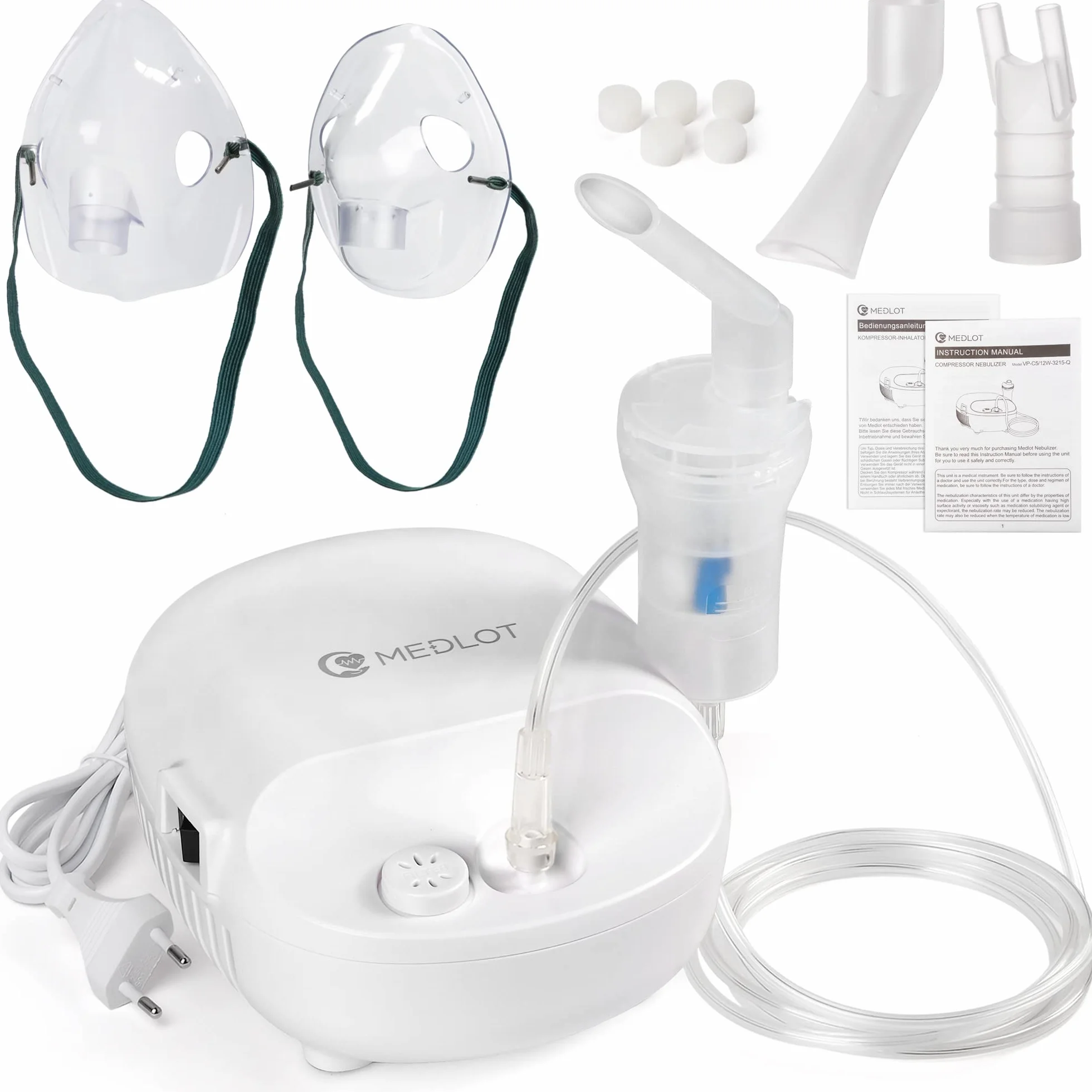 Aerosol portatile per Adulti e Bambini, Nebulizzatore con Compressore Inalatore con Doccia Nasale