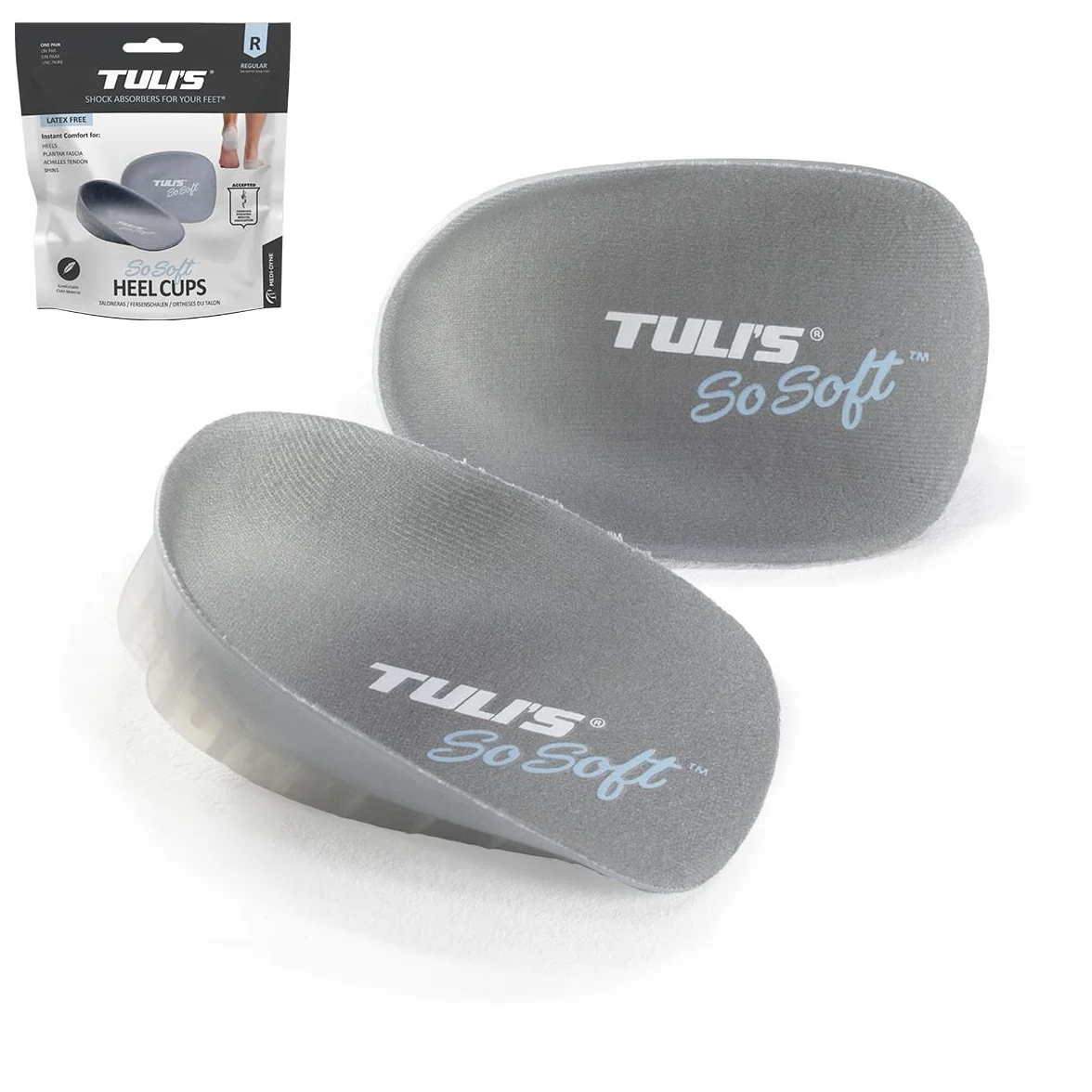 Tuli's So Soft Heel Cups – Talloniere in Gel per Dolore ai Piedi, Fascite Plantare, Sperone Calcaneare, 1 Paio, Medio