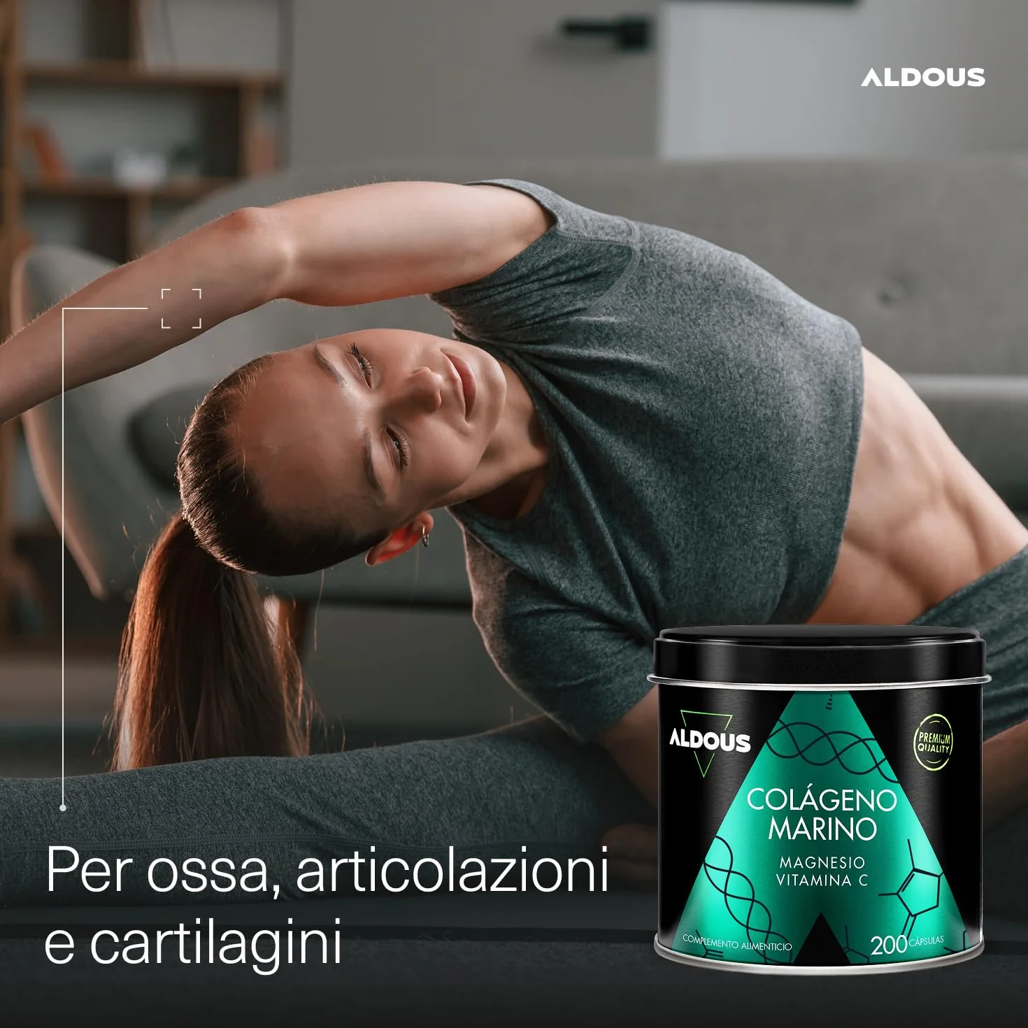 Collagene Marino con Magnesio e Vitamina C 200 Capsule Integratore Bellezza e Benessere Pelle Capelli Unghie Anti Age Ossa Articolazioni Marine Collagen Naticol ALDOUS