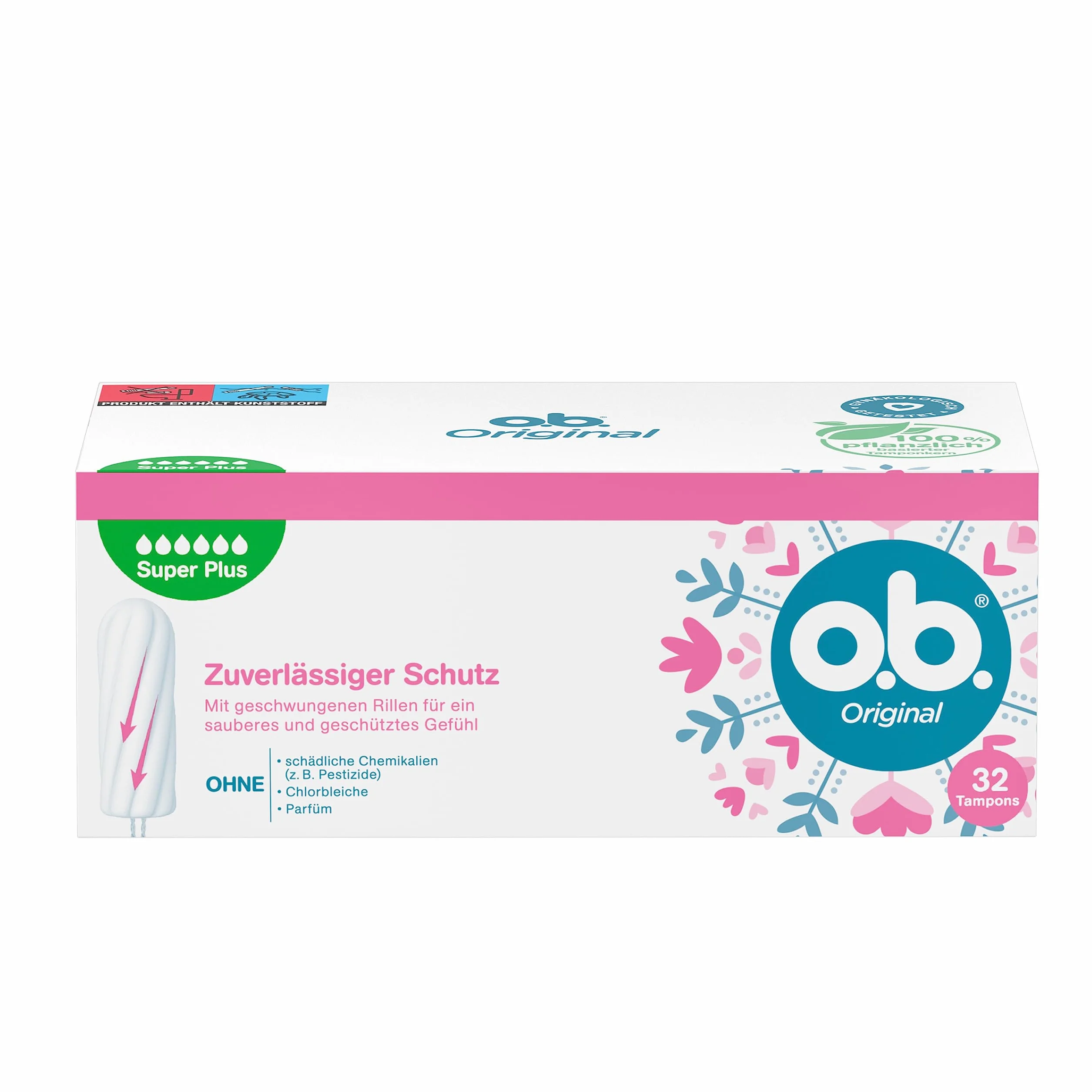 o.b. Original Super Plus tamponi giorni molto forti StayDry scanalature curve 32 pezzi