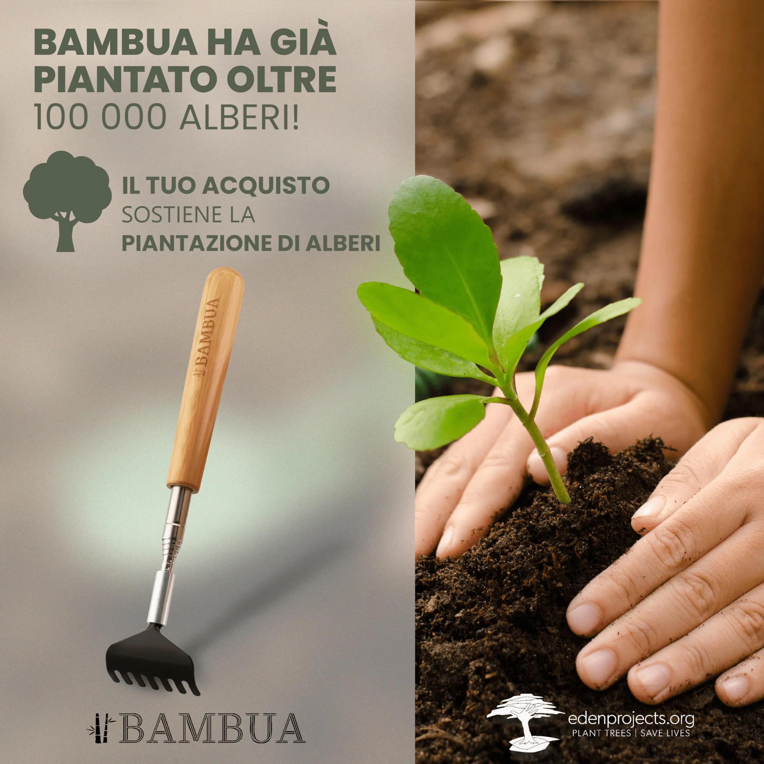 BAMBUA Manina Grattaschiena Allungabile - (Include 5 Accessori) Manico in Bambù - Per Sensazioni di Grattamento Soddisfacenti - Gratta Schiena Mano Allungabile - Grattino Schiena - Idea Regalo