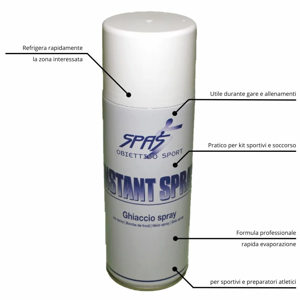 SPAS Ghiaccio Spray Sportivo 400 ml refrigerante istantaneo per contusioni, traumi, ematomi e attività sportiva per sollievo rapido con mentolo - made in italy | 1 pz