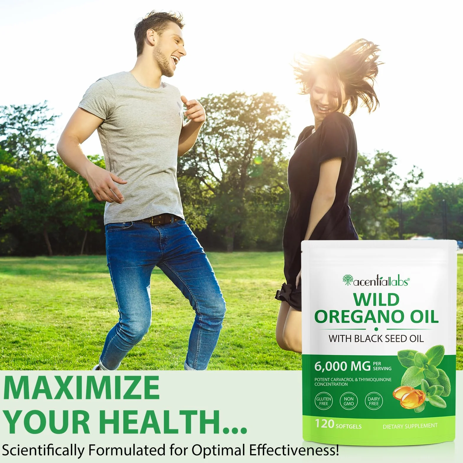 Olio di Origano Capsule 240 Capsule molli 6000 mg con Olio di Semi Neri 200 mg Carvacrolo 165 mg Spremuto a Freddo Non OGM