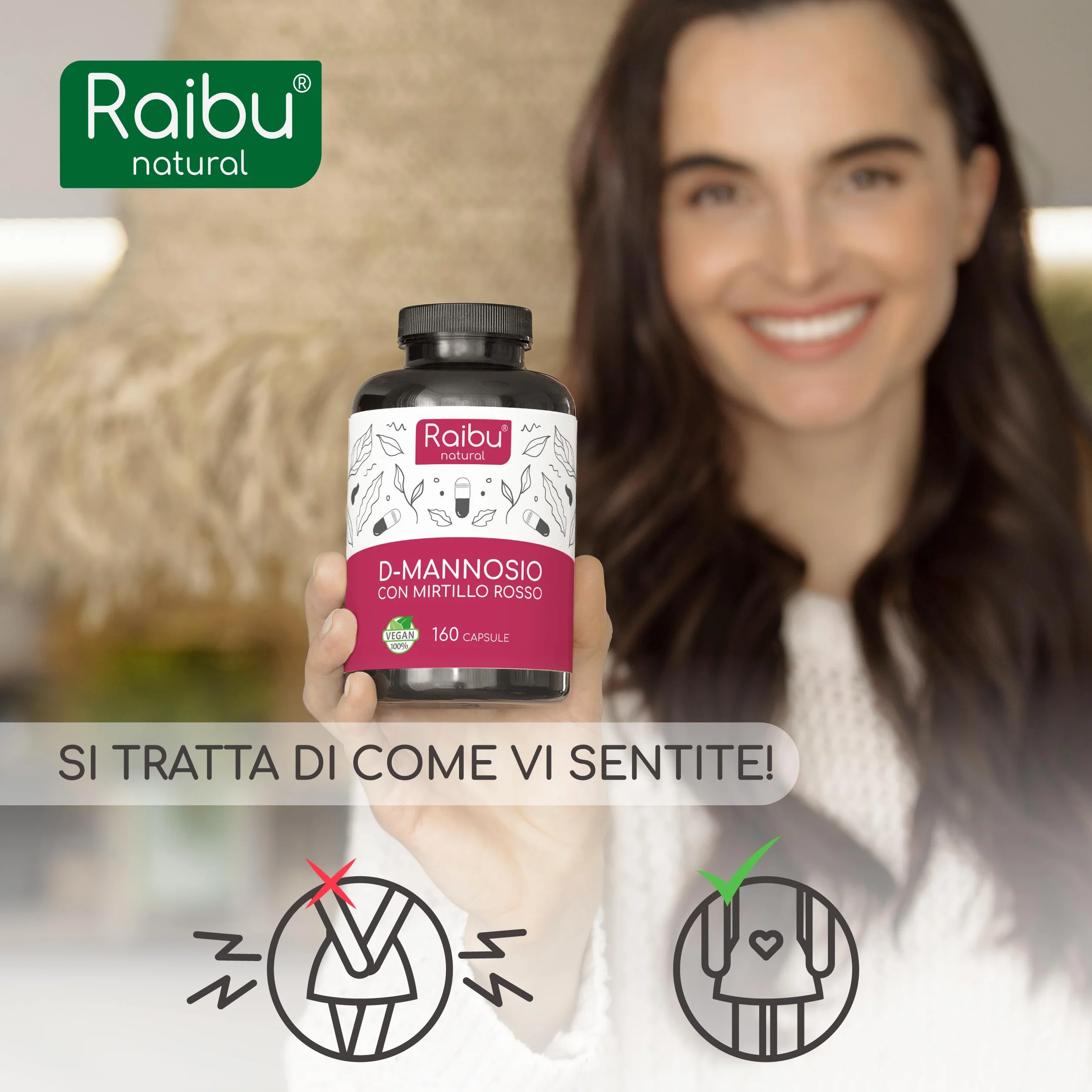 D-Mannosio PURO 2100mg con Mirtillo Rosso 160 Capsule Integratore per Vie Urinarie