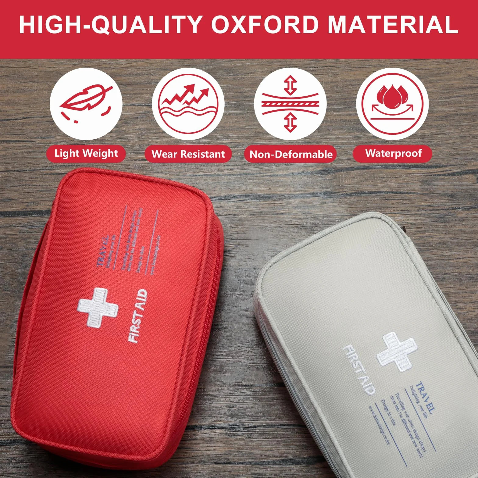 VINATO Kit di Primo Soccorso, Borsa Medica Portatile Vuota, Rosso