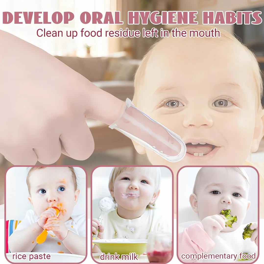 9 Pezzi Spazzolino Morbido Sicuro da Denti per Bambino, Spazzolino Neonato, Spazzoline da Denti di dito in Silicone per Ragazzi, Impacco Trasparente per Massaggi