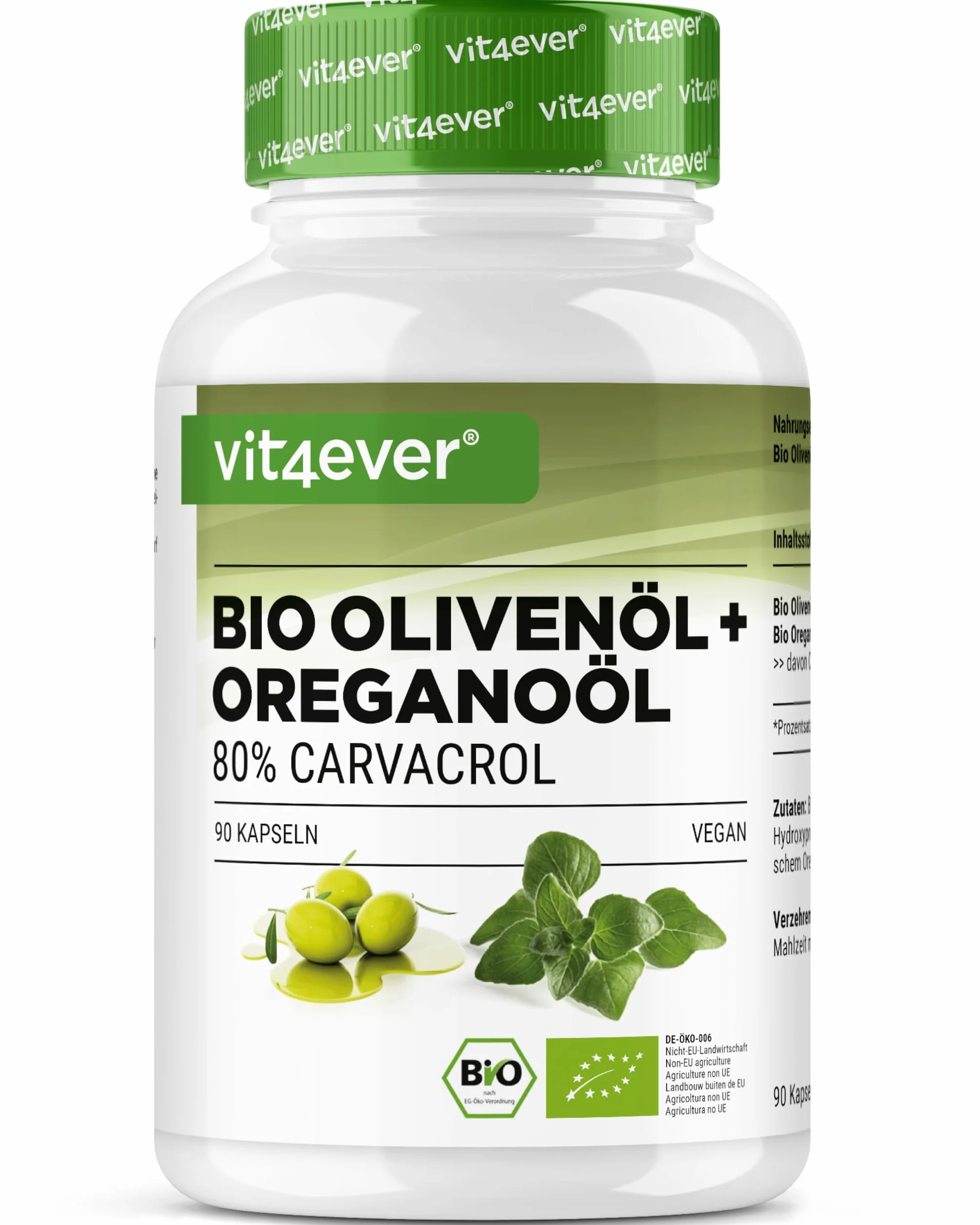 Olio di origano biologico 80 mg 90 capsule carvacrolo olio d'oliva vergine vegano