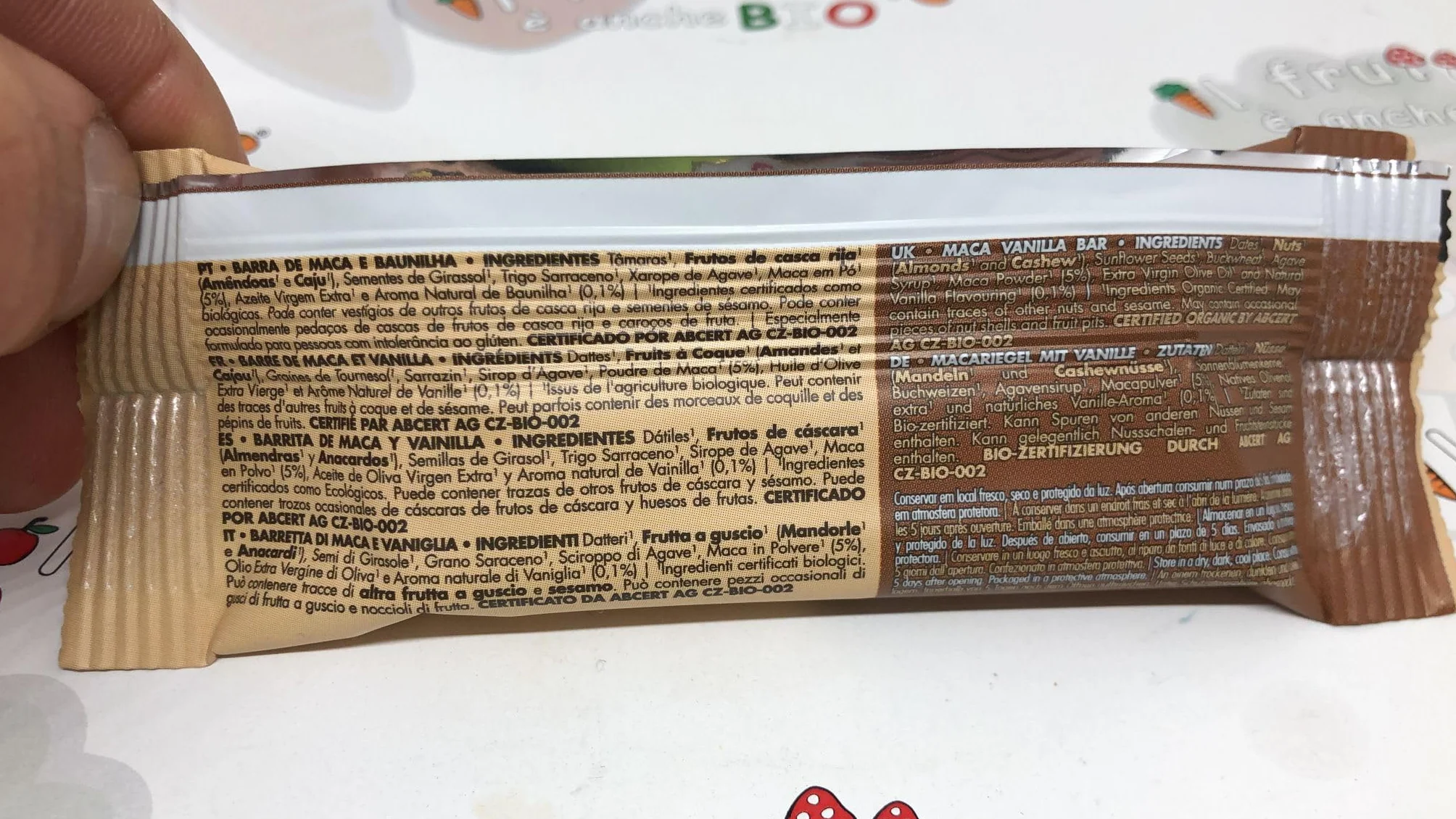 BARRETTE ENERGY 35 GR BIO VEGAN SENZA GLUTINE CON MACA E VANIGLIA