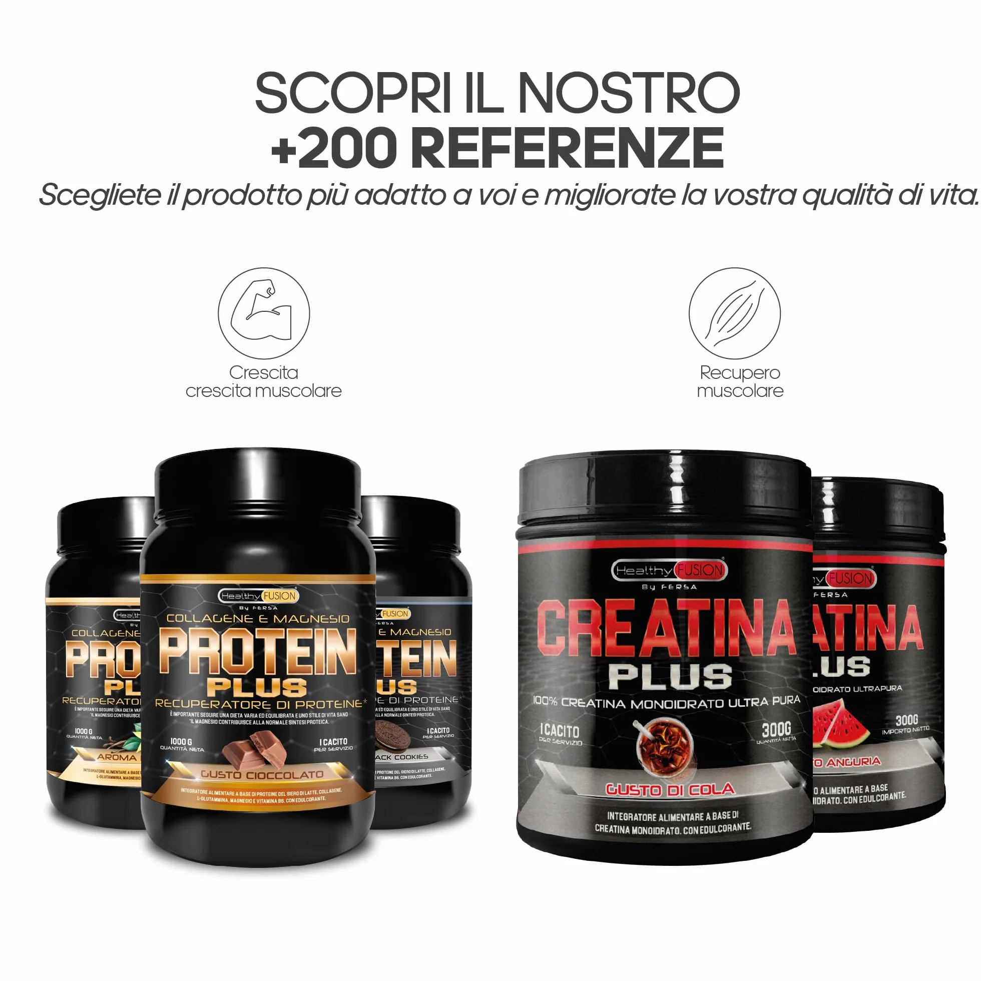 Healthy Fusion | Creatina Monoidrato in polvere 100% pura, senza additivi | Favorisce la crescita muscolare e aumenta le prestazioni fisiche | Alta solubilità | 300g, gusto Cola