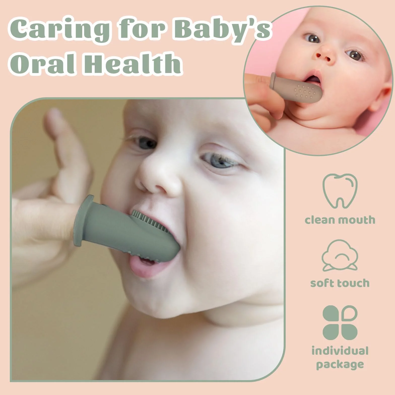 UILYNIU 4 Pezzi Silicone Spazzolino da Denti per Neonati, Spazzolino Bambini da Dito, Lingua Cleaning Neonato, Set Cura Dentale per Bambini