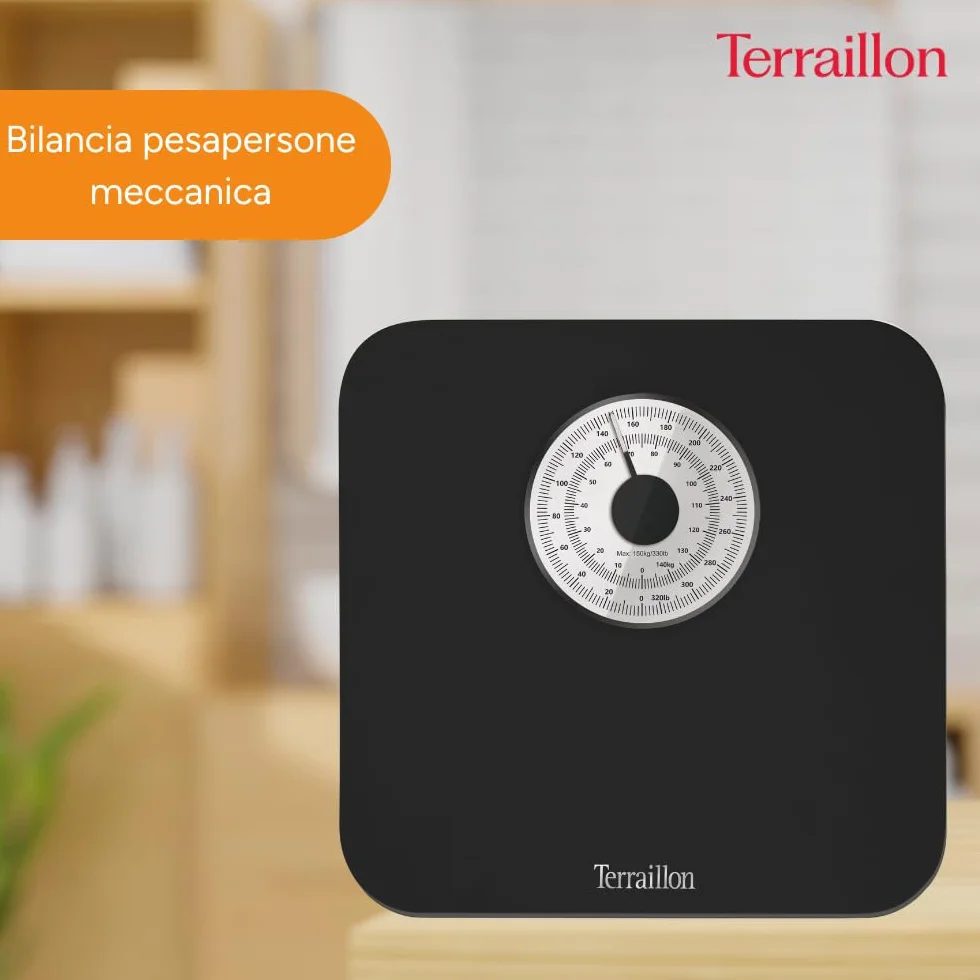 Terraillon - Bilancia pesapersone meccanica - Grande quadrante - Capacità 150 Kg - Modello "Nautic Nero"