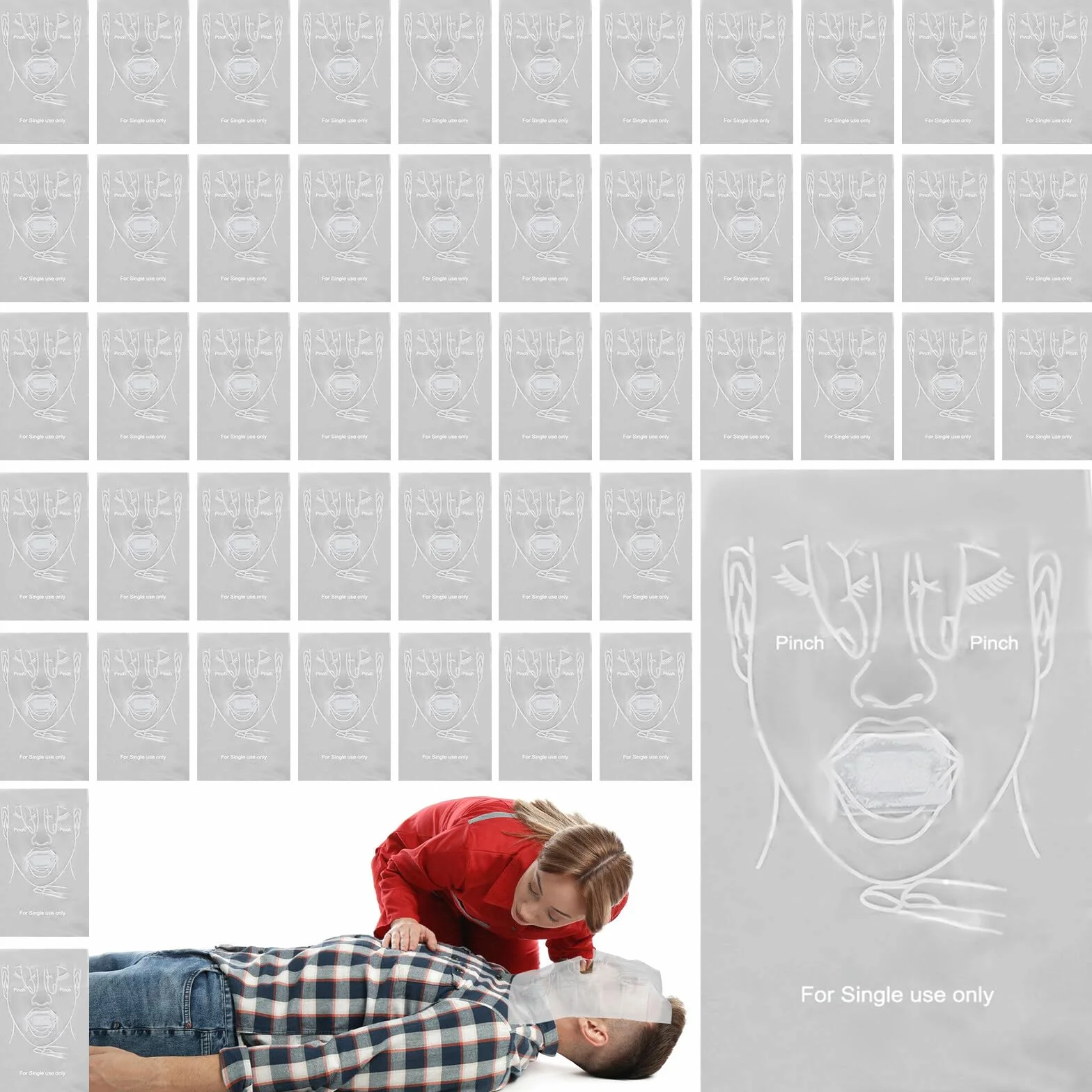 Protezione del viso CPR respiratore 50 pezzi PVC rianimazione primo soccorso