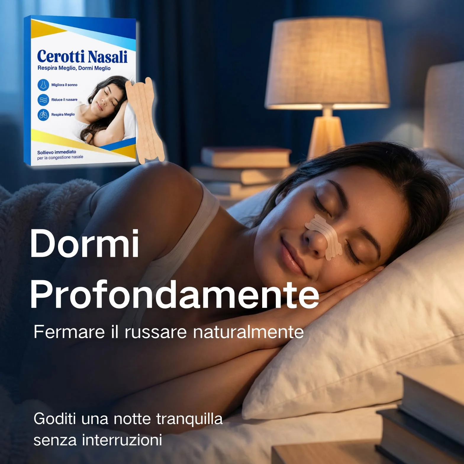Cerotti Nasali Antirussamento 50 Strisce, Cerotti per Non Russare, Cerotti Naso