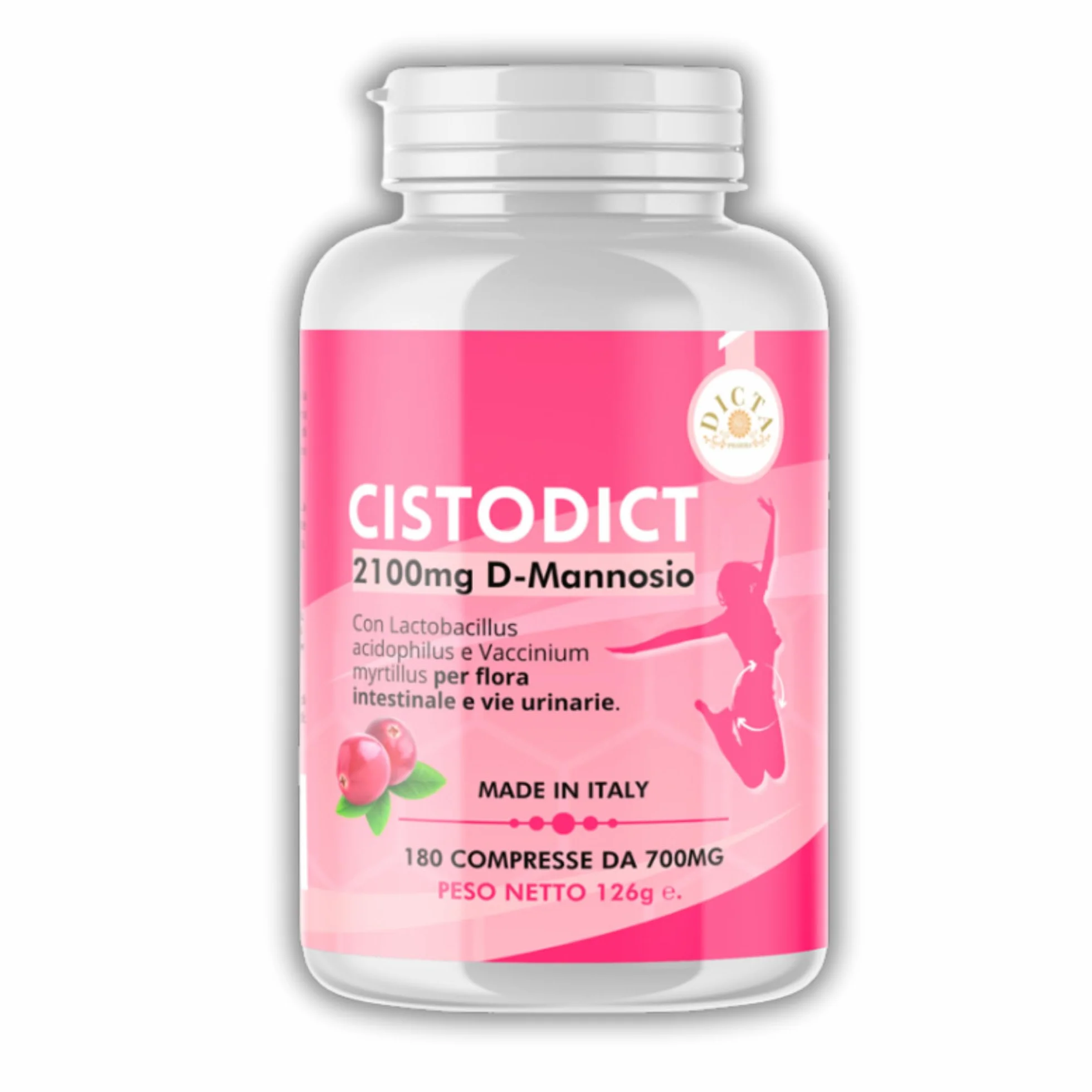 D Mannosio Puro 2100mg Cistite Vie Urinarie Donna 180cpr con Mirtillo Rosso