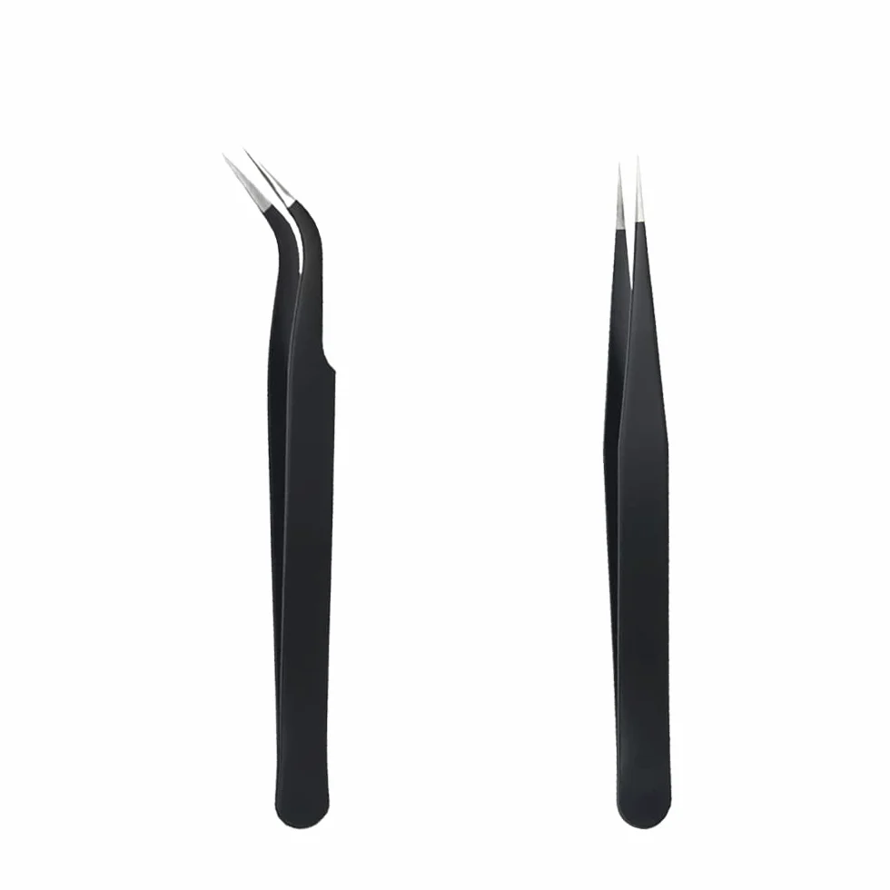Pinzetta, 2 Pinzetta Extension Ciglia, Kit Pinzetta per Ciglia, Pinzette Diritto e Curvo Tip Pinzette, Professionale Pinzette in Acciaio Inox, per Estensioni Ciglia, DIY