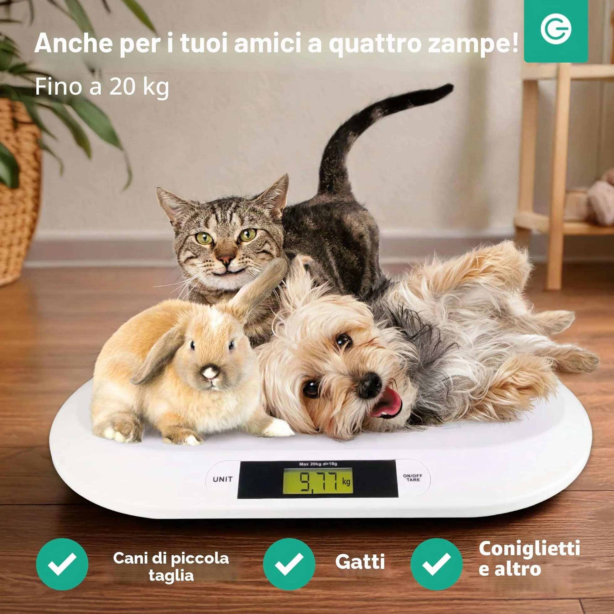 Silvergear Bilancia Digitale per Neonati 20 kg LED Bianco 54,5x31,5x3,5 cm
