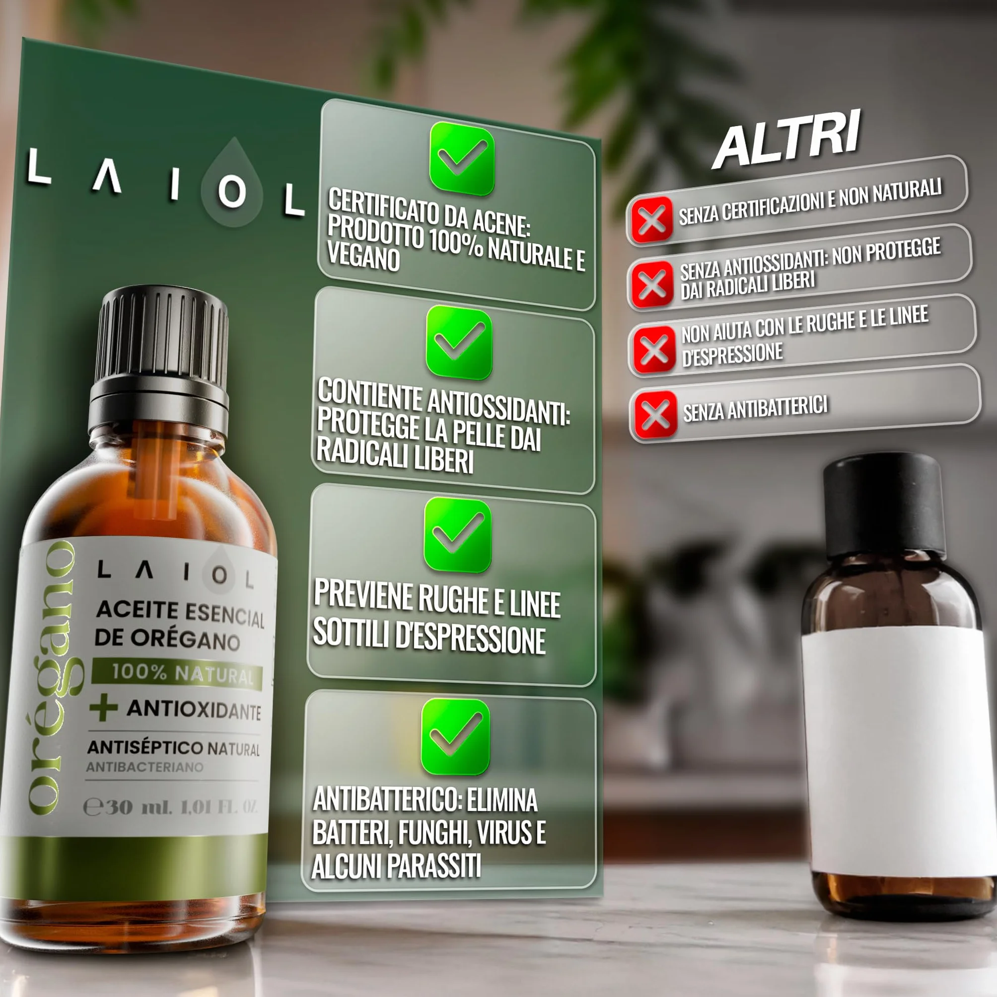 Olio di Origano 30ml Puro – Olio Essenziale Naturale per Uso Alimentare e Terapeutico – Ricco di Carvacrolo