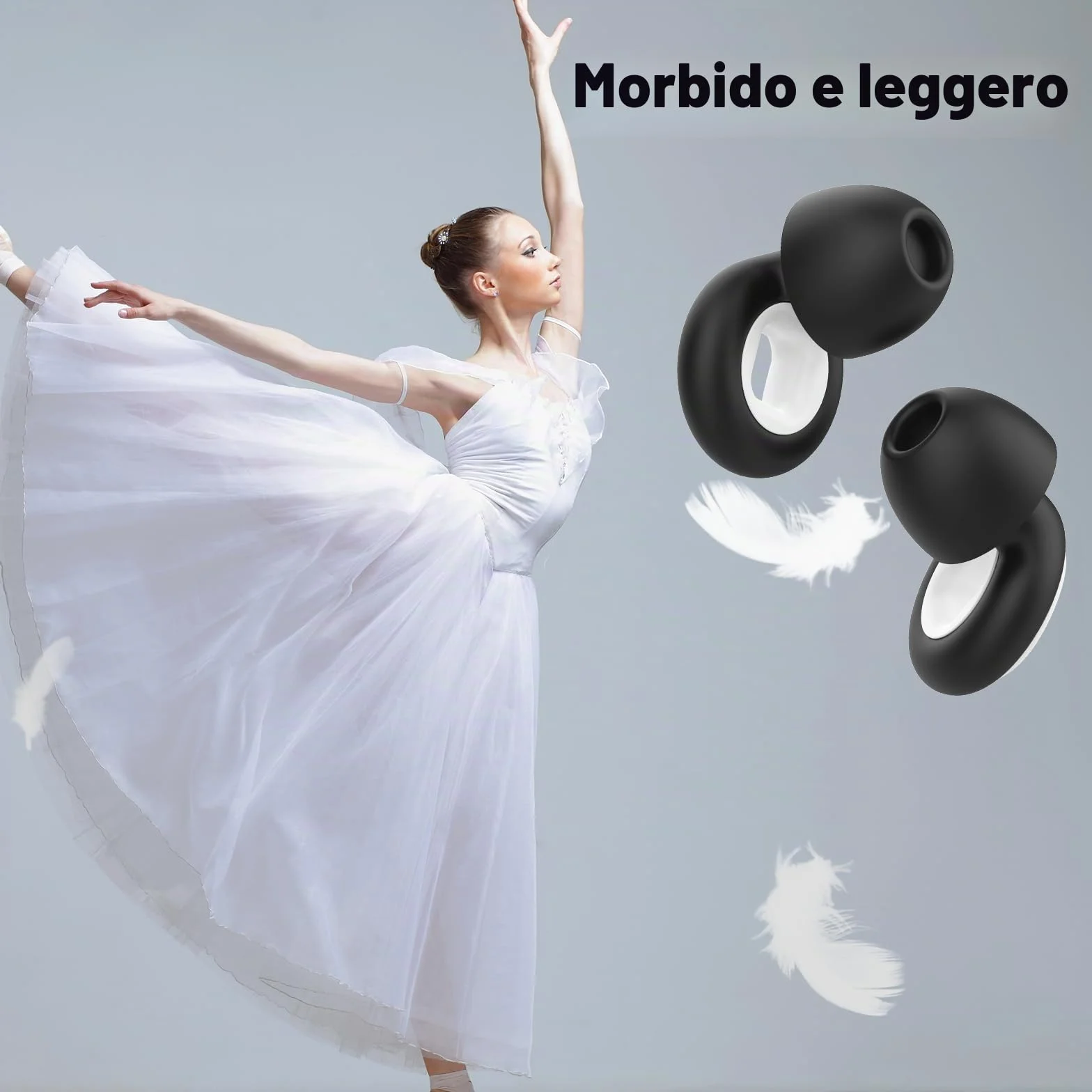 Tappi Auricolari Anti-Rumore 33dB in Silicone Riutilizzabili 3 Taglie per Adulti con Custodia