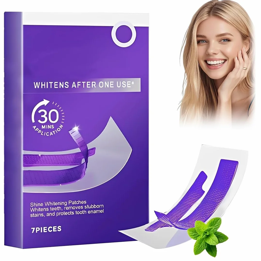 Strisce sbiancanti viola per denti - Tecnologia viola correttiva del colore - 14 strisce (7 utilizzi) - Adatte ai denti sensibili,Sicure per lo Smalt-C