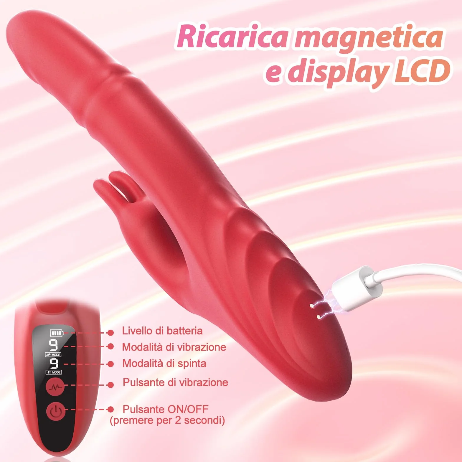 Vibratoreper Donna Professionale Vibratore Dildo Sex Toys - Vibratori Femminile Sexytoysys Coppie Uomo Sesso Adulti Toy Sessuali per Donna Clitoride Plug Anale Giochi Erotici con 9 Spinta 9 Vibrazione