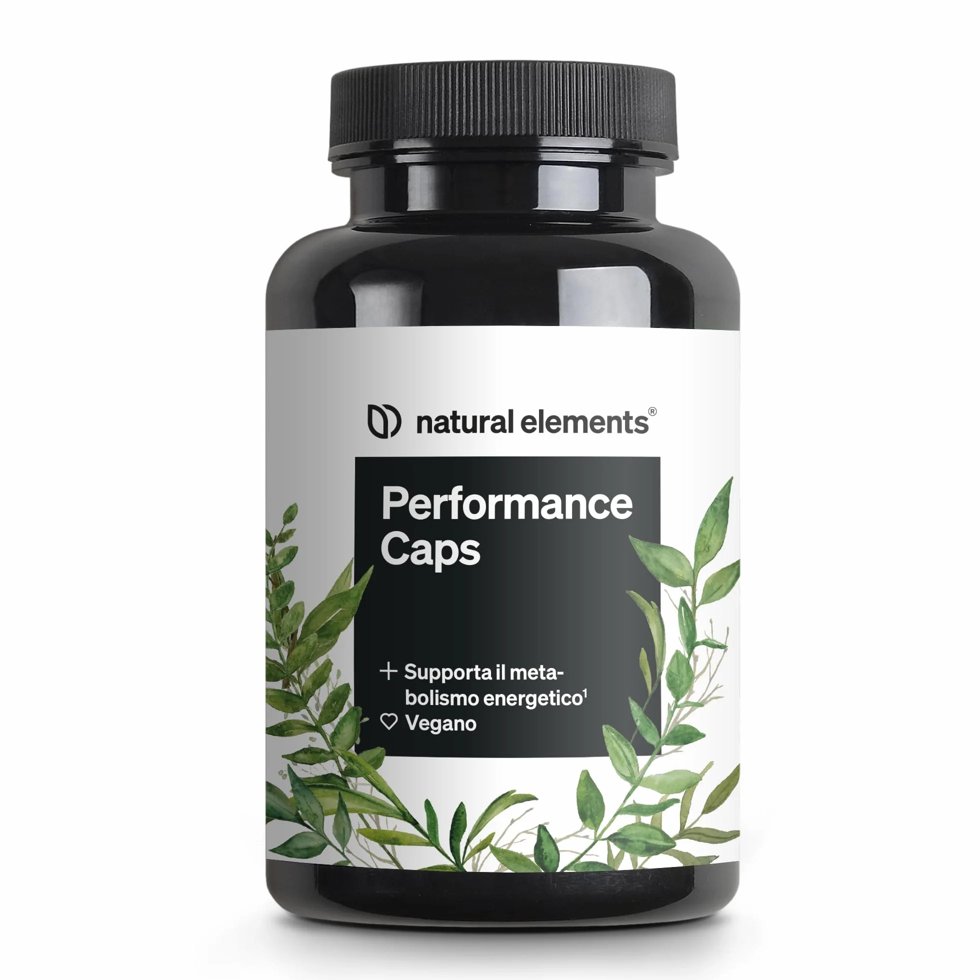 Performance Caps 120 capsule caffeina tè verde guarana chicchi verdi caffè vitamine B vegane alto dosaggio