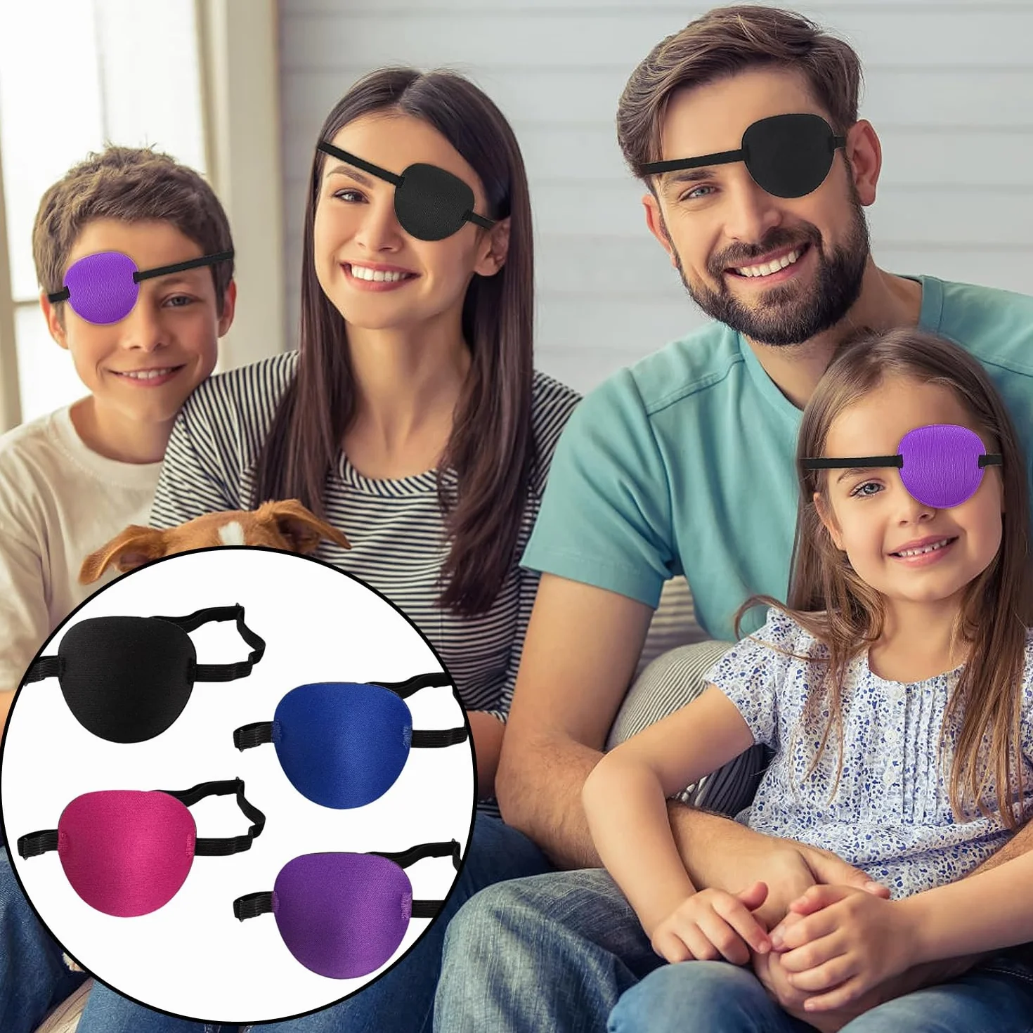 Bende Occhi Pirati 3D Regolabili per Ambliopia Strabismo Adulti Bambini 4 Pezzi