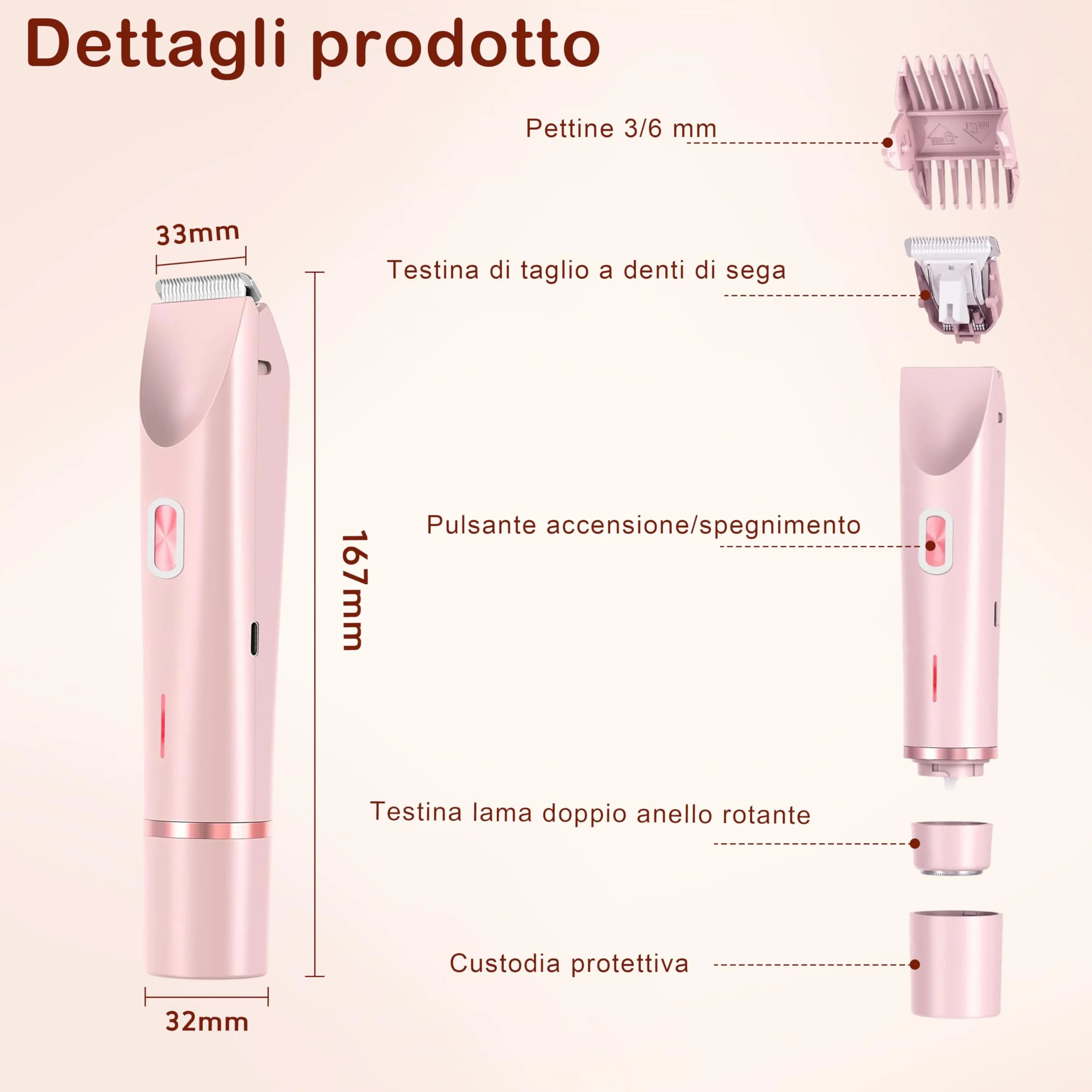 Rasoio Elettrico Donna 2 in 1, Depilatore Elettrico Donna per Rasoio Parti Intime,Rasoio Elettrico Corpo IPX7 Impermeabile,Rasoio Elettrico a Doppia Testa per Donna per Corpo Ascelle Gambe Bikini