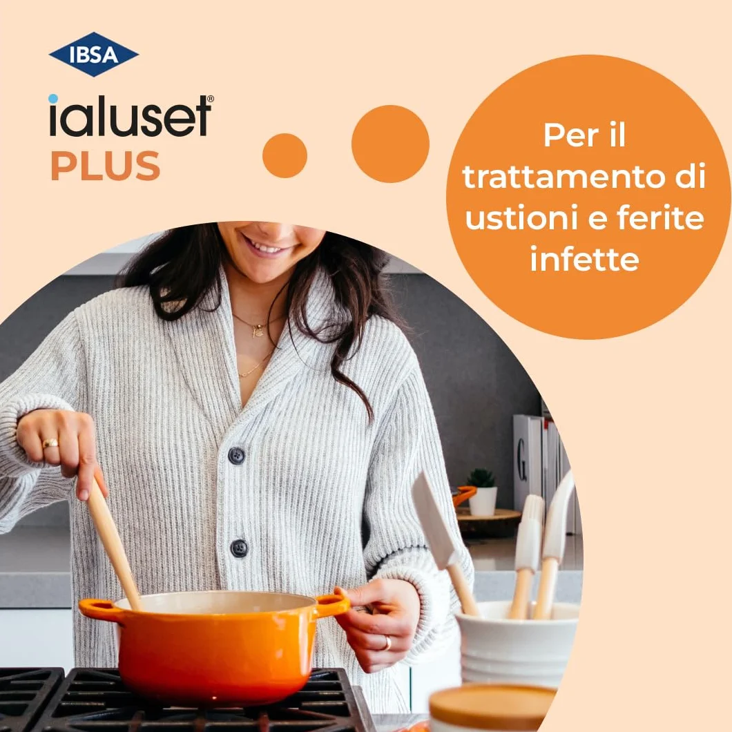ialuset Plus Crema 25g - Per il trattamento di ferite infette e ustioni, con acido ialuronico ad azione idratante e sulfadiazina argentica che protegge dalla contaminazione batterica