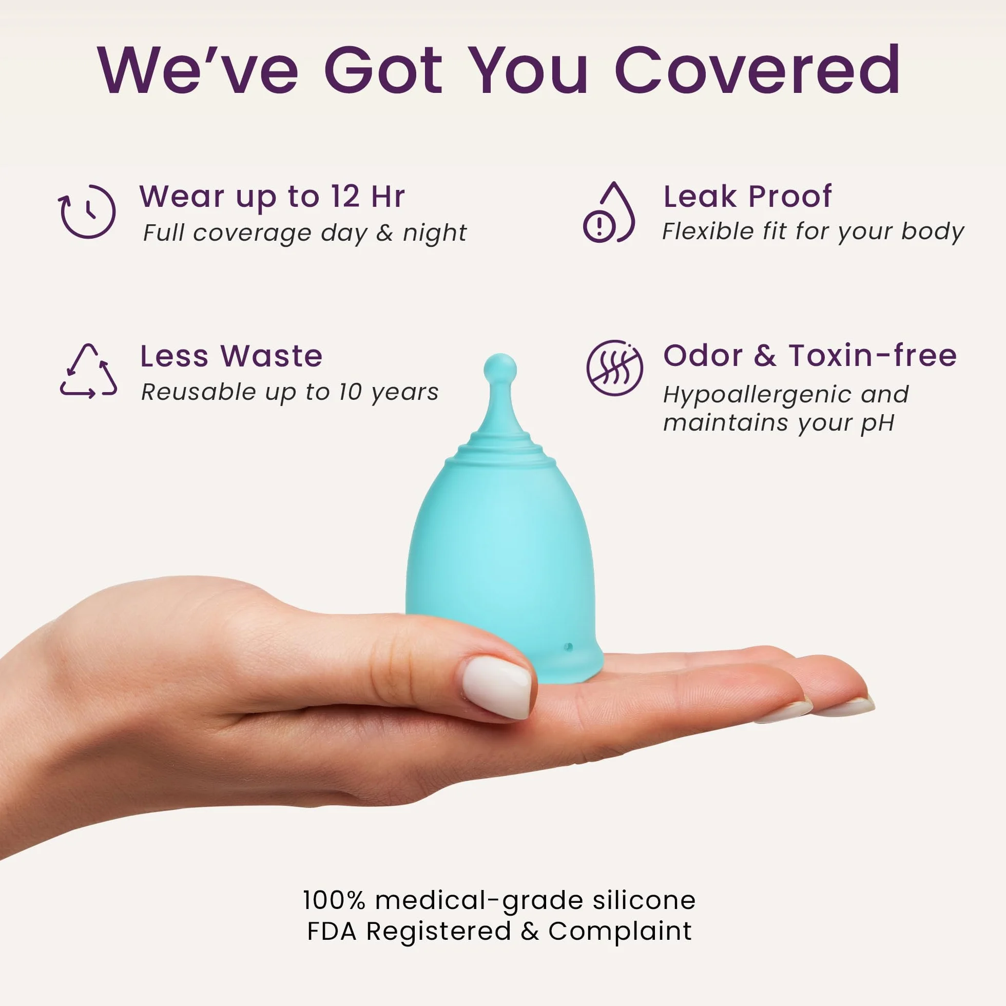 Ecoblossom Coppette mestruali riutilizzabili a prova di perdite - Silicone di grado medicale, sostenibili, ecocompatibili, con custodia. Confezione da 1 coppetta mestruale piccola e 1 grande