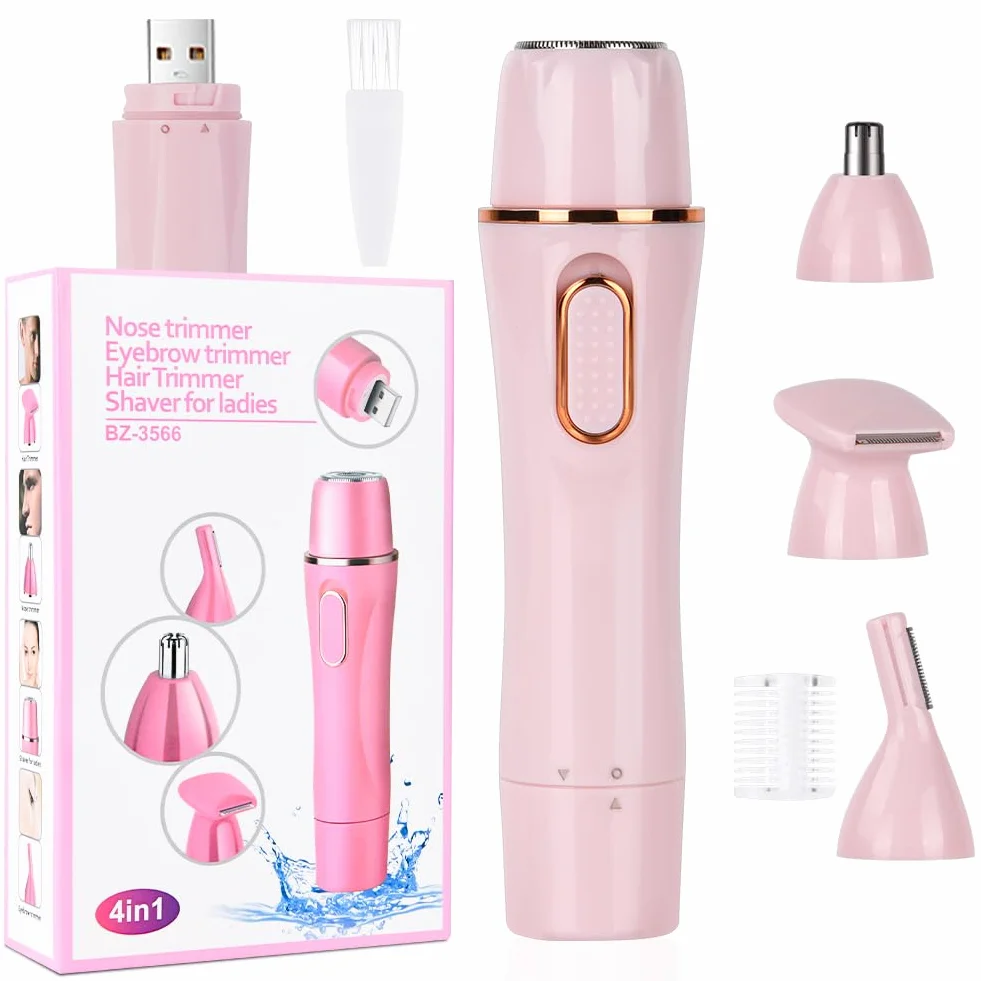 ACWOO Rasoio Elettrico Donna, 4 in 1 Epilatore Senza Fili, Ricaricabile Epilatore viso, Depilatore Multifunzione a Secco e Bagnato per Una Rasatura Delicata e Accurata, Impermeabile