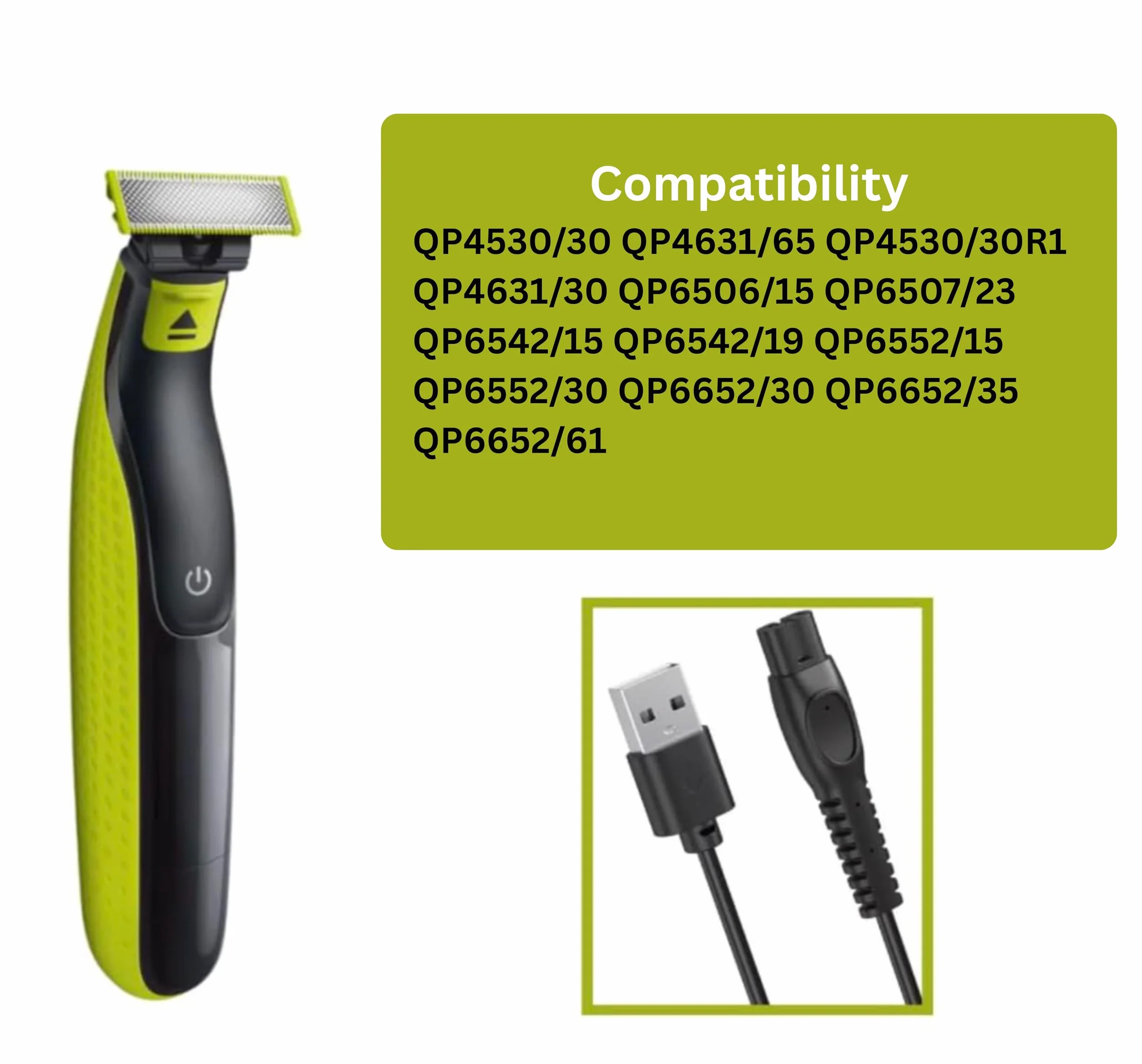 Philips QP4530 QP4631 QP6507 QP6542 QP6552 USB Cable 5V 100cm Charger for Electric Shavers