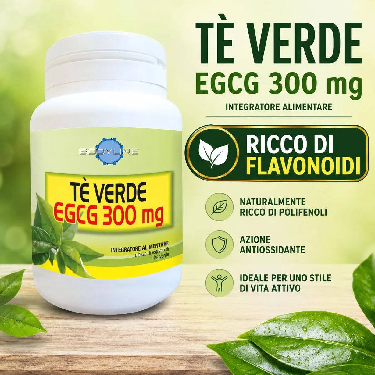 Tè Verde EGCG 90% – Alta Concentrazione 300mg per Capsula – Integrine – Ricco di Flavonoidi e Catechine – Elevata Purezza – Alta Concentrazione di Flavonoidi Naturali