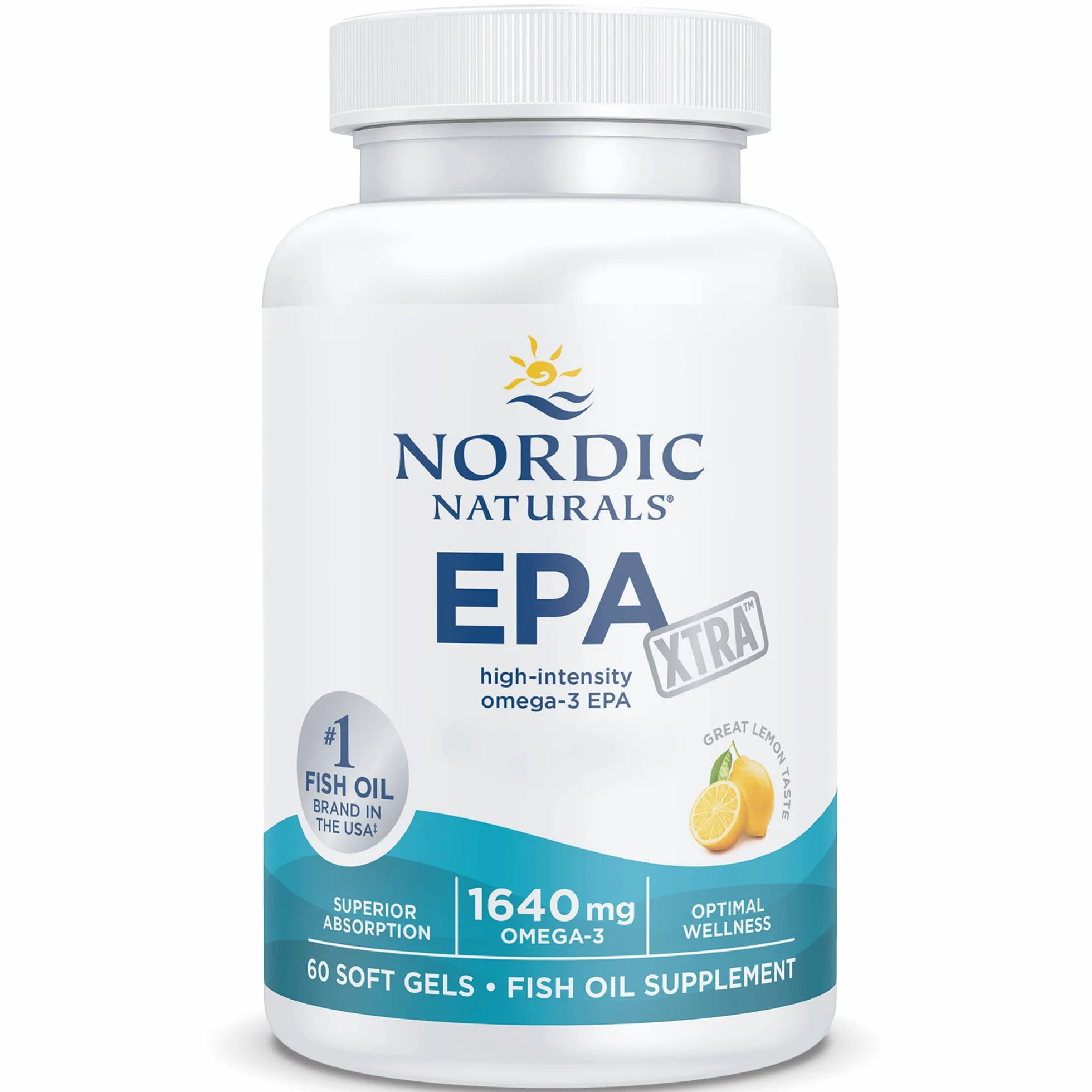 Nordic Naturals EPA Xtra 1640 mg Omega-3 Olio di Pesce EPA DHA Gusto Limone 60 Capsule Molli